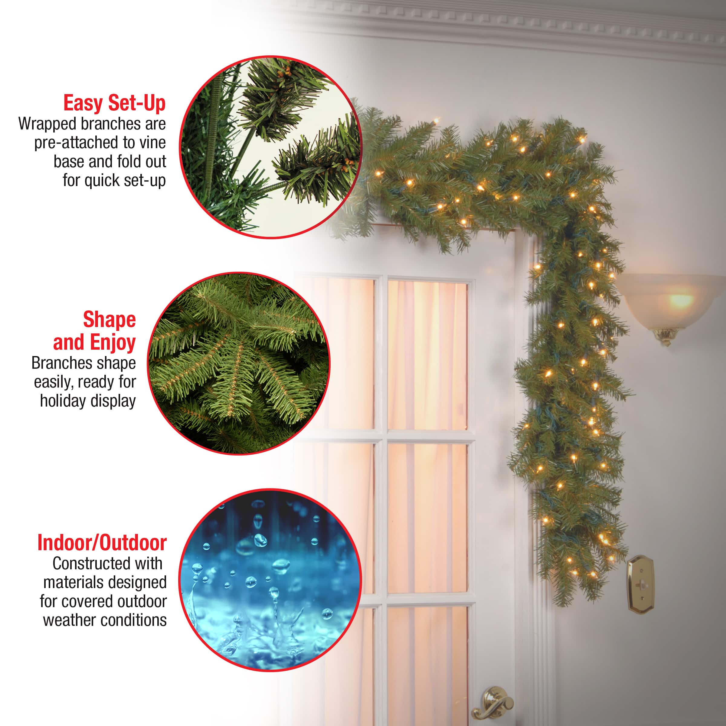 9' x 12" Pre-lit Norwood Fir Artificial Christmas Garland with 100 Clear Lights