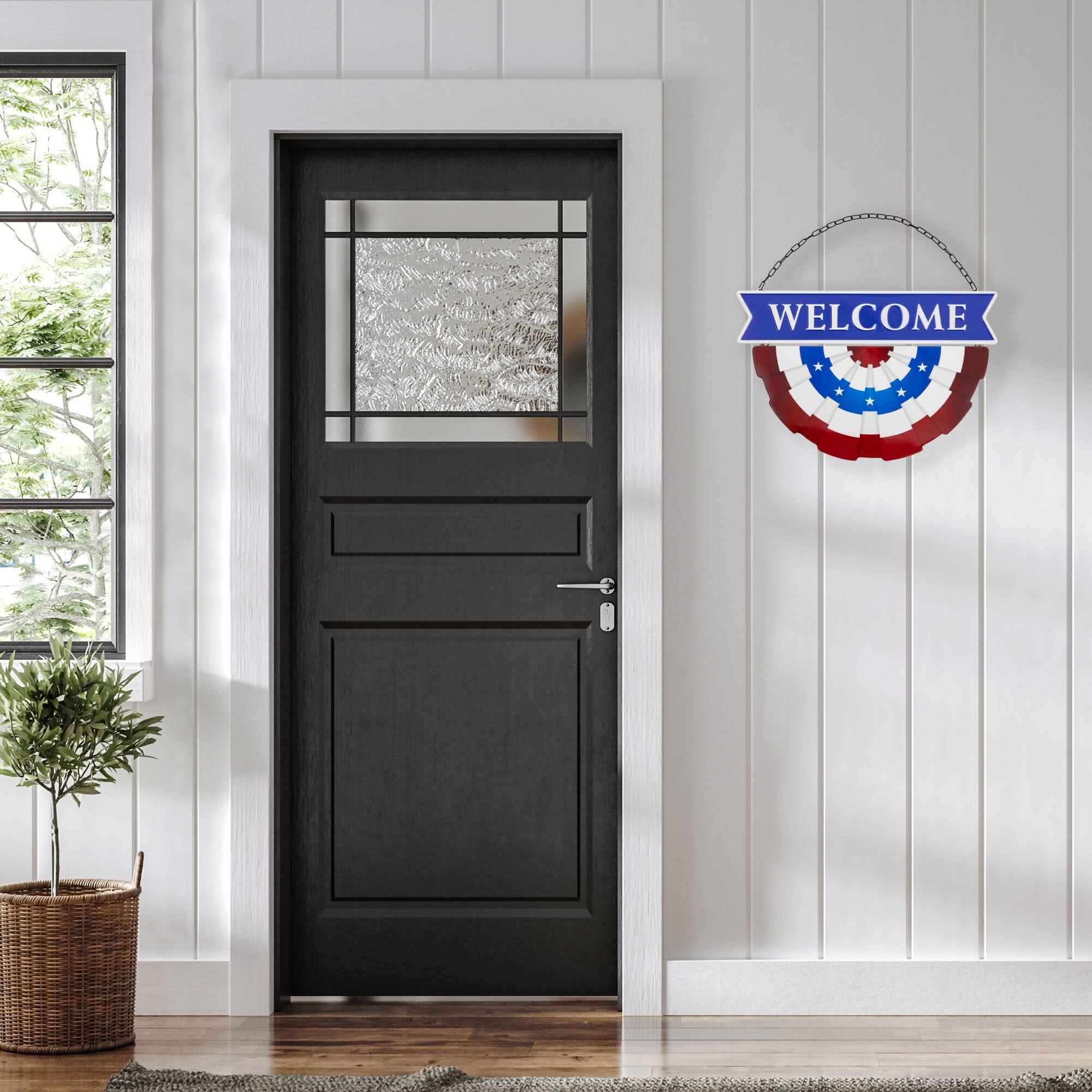 19.25&#x22; Americana Welcome Metal Wall Sign with Bunting