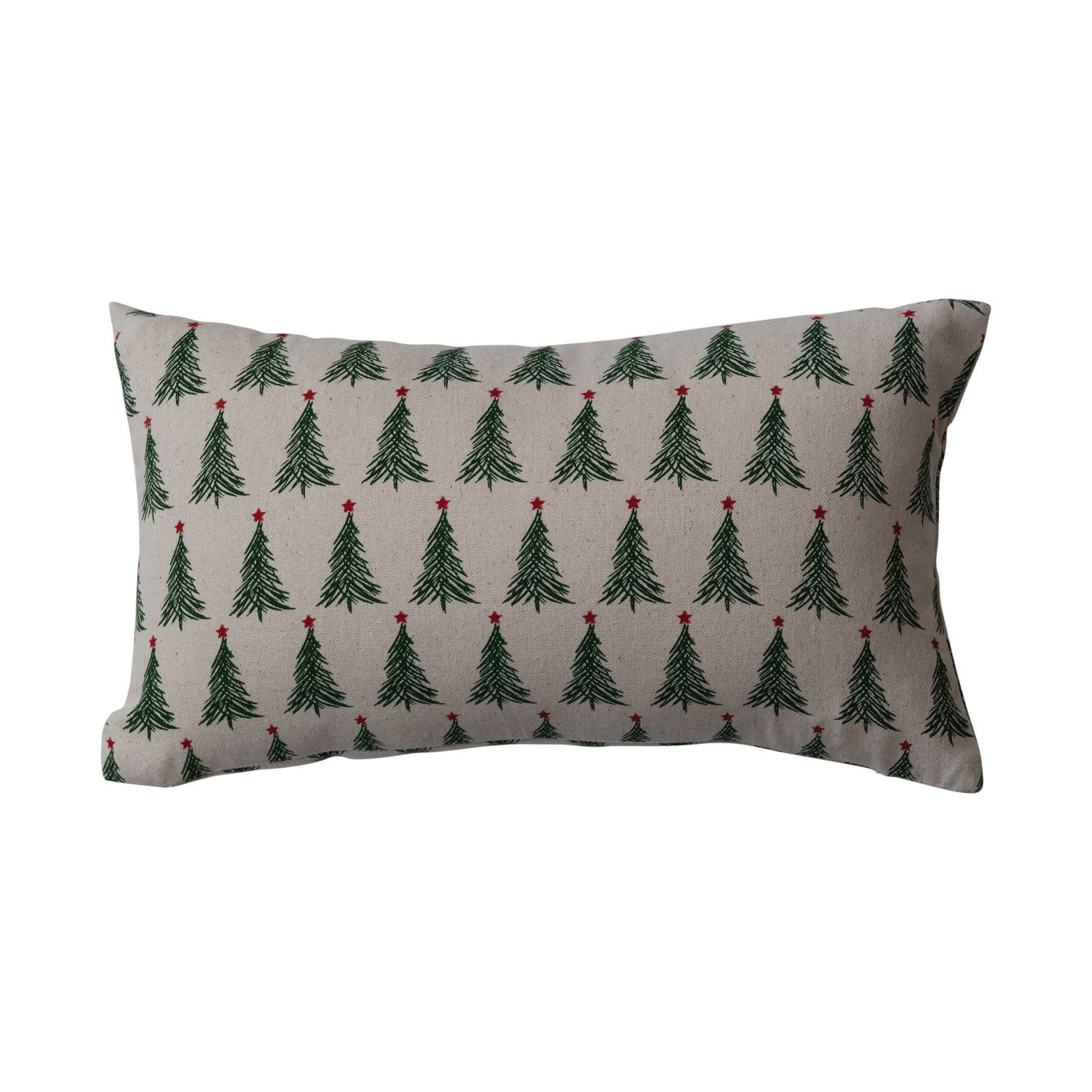 Hello Honey&#xAE; 16&#x22; x 9&#x22; Christmas Tree Print Stonewashed Cotton Lumbar Throw Pillow