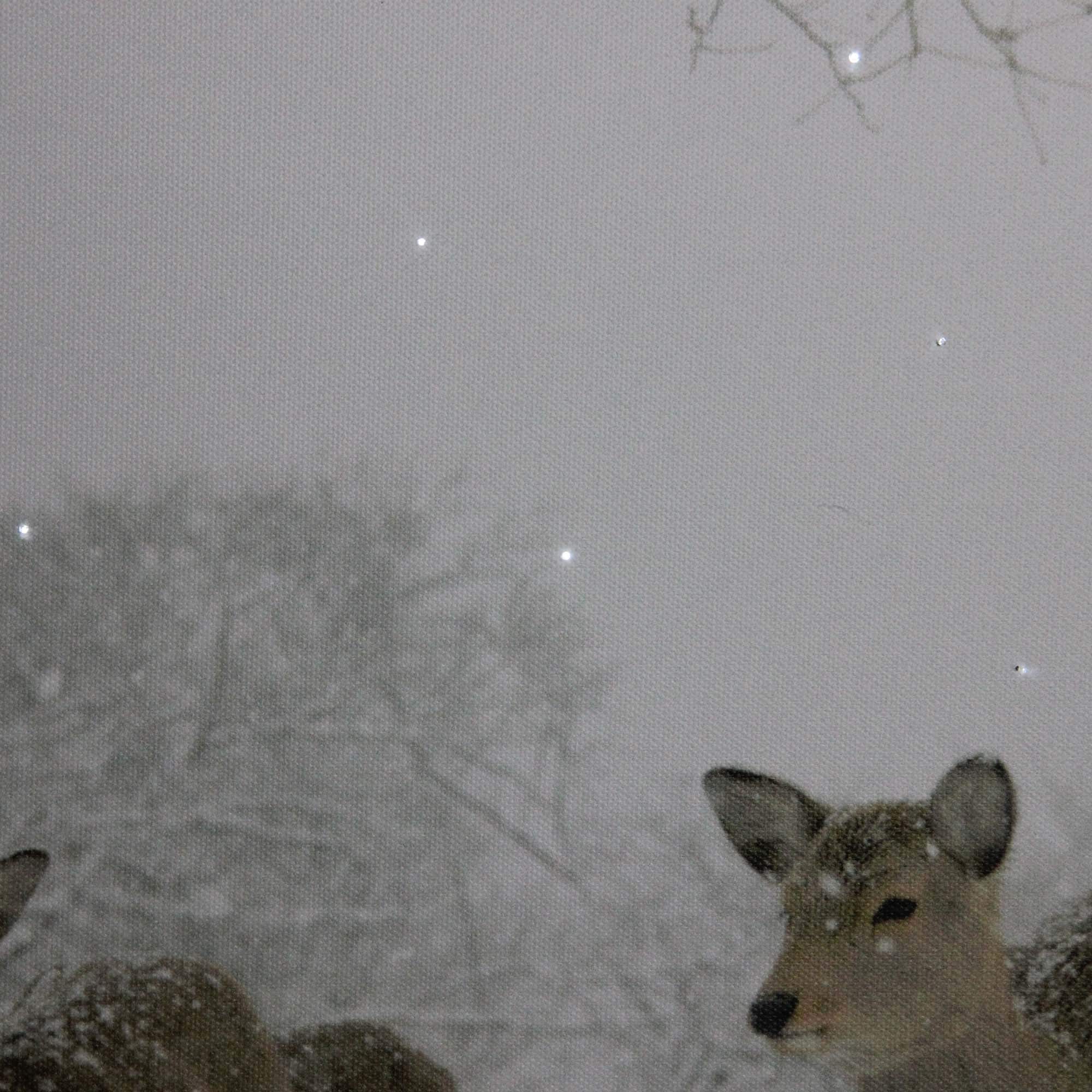 Winter Woods Deer Fiber Optic Lighted Canvas Wall Art