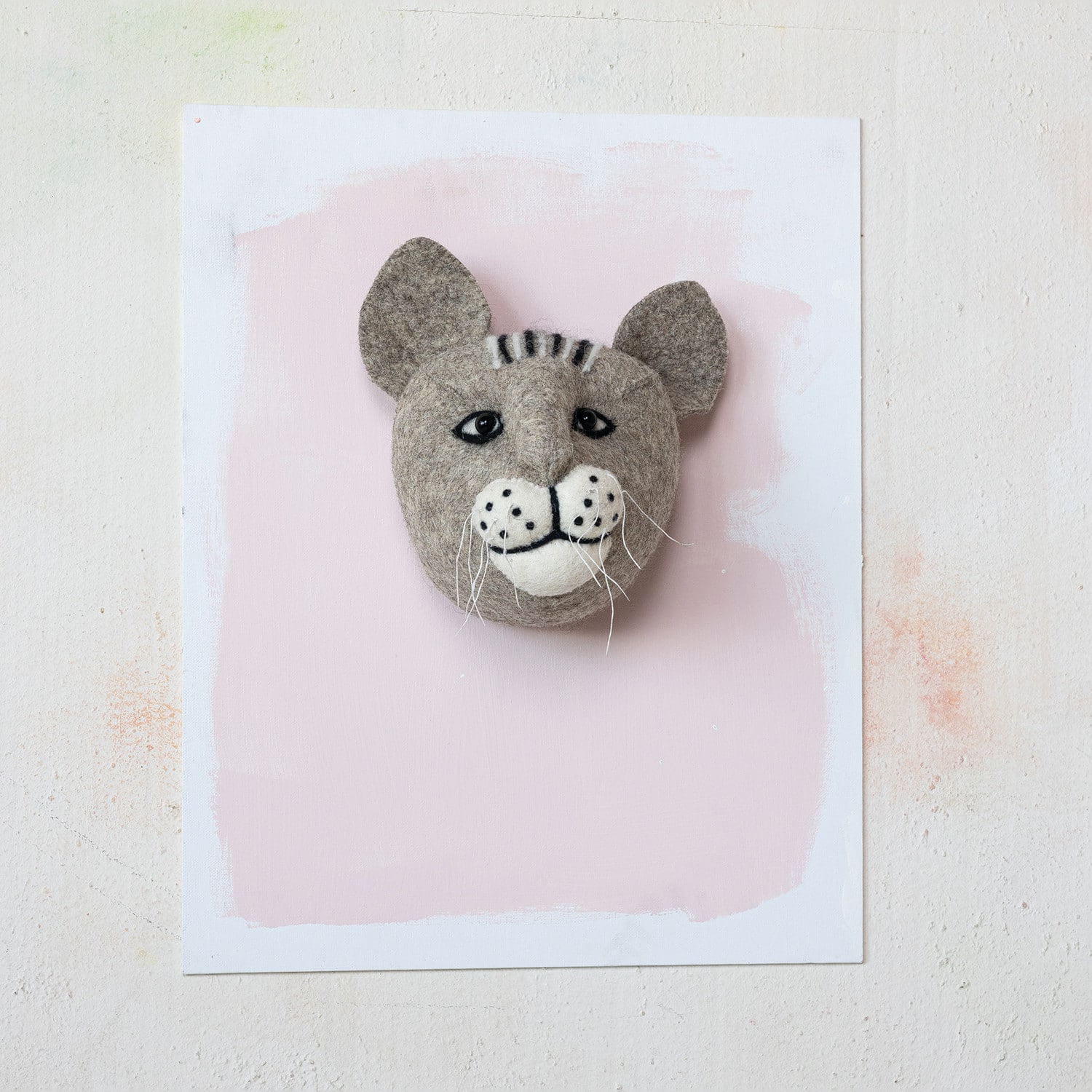 Hello Honey® Gray 8.5" Handmade Wool Felt Cat Head Wall Hanging