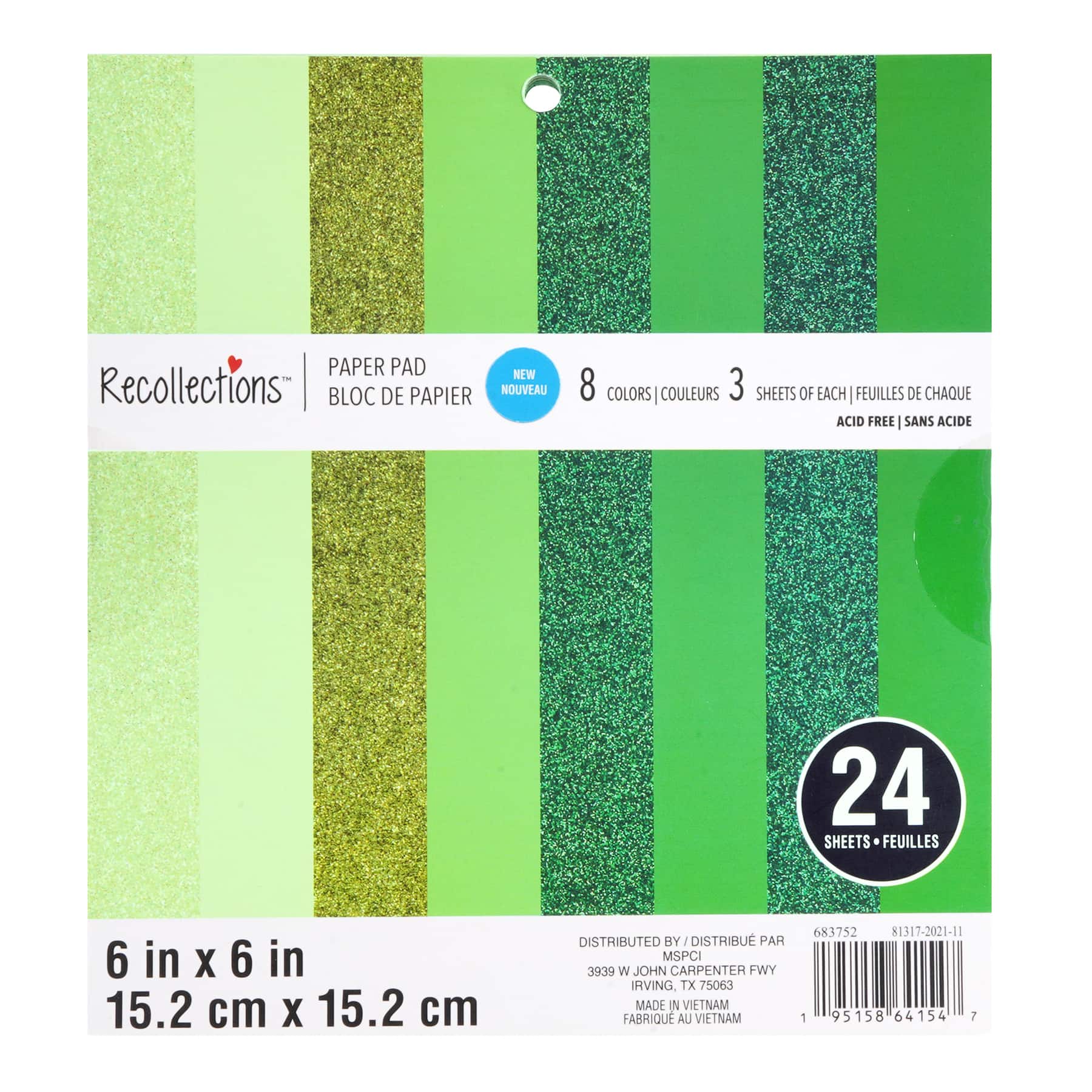 12 Pack: Green Paper Pad by Recollections&#x2122;, 6&#x22; x 6&#x22;