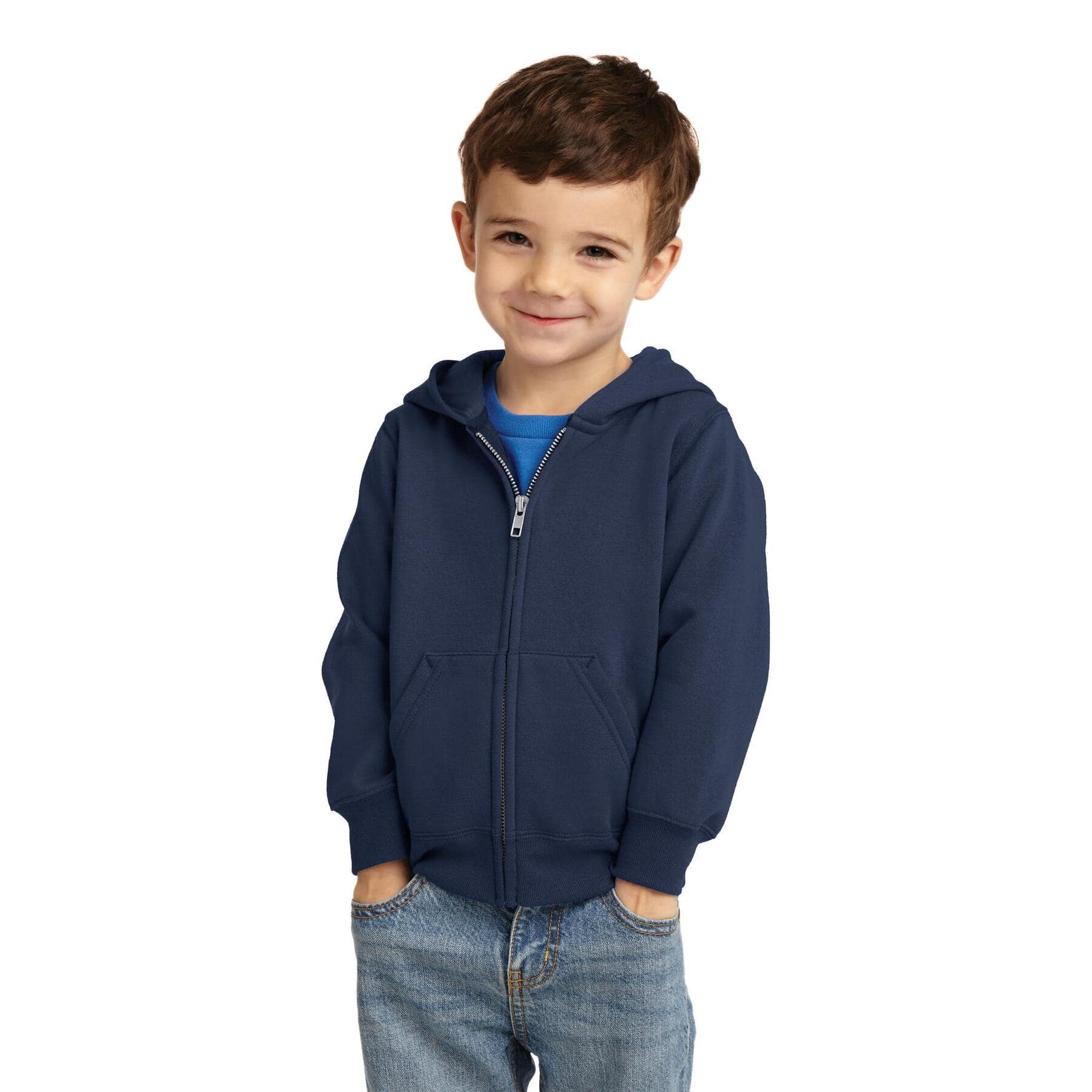 Port & Company® Core Fleece Full-Zip Hooded Toddler Sweatshirt