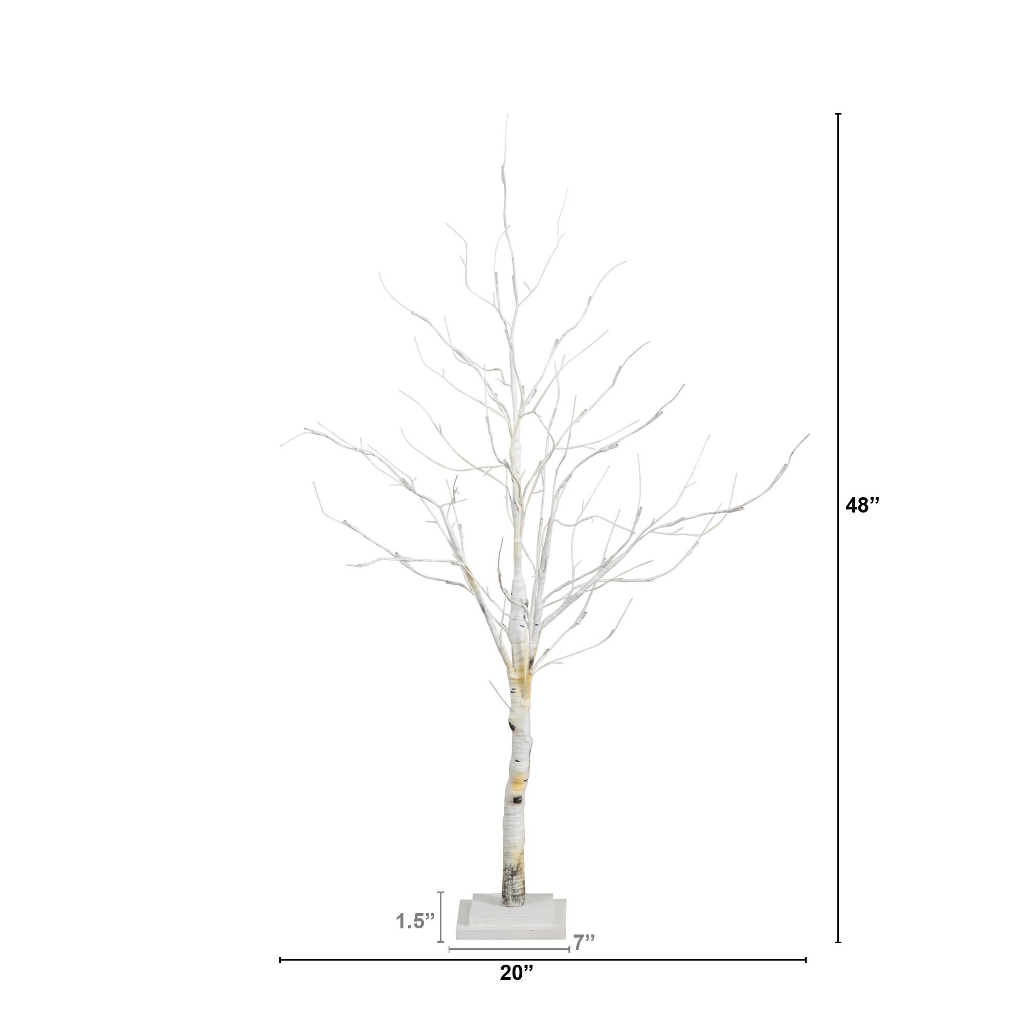 4ft. Pre-Lit White Birch Artificial Christmas Tree, White LED Lights