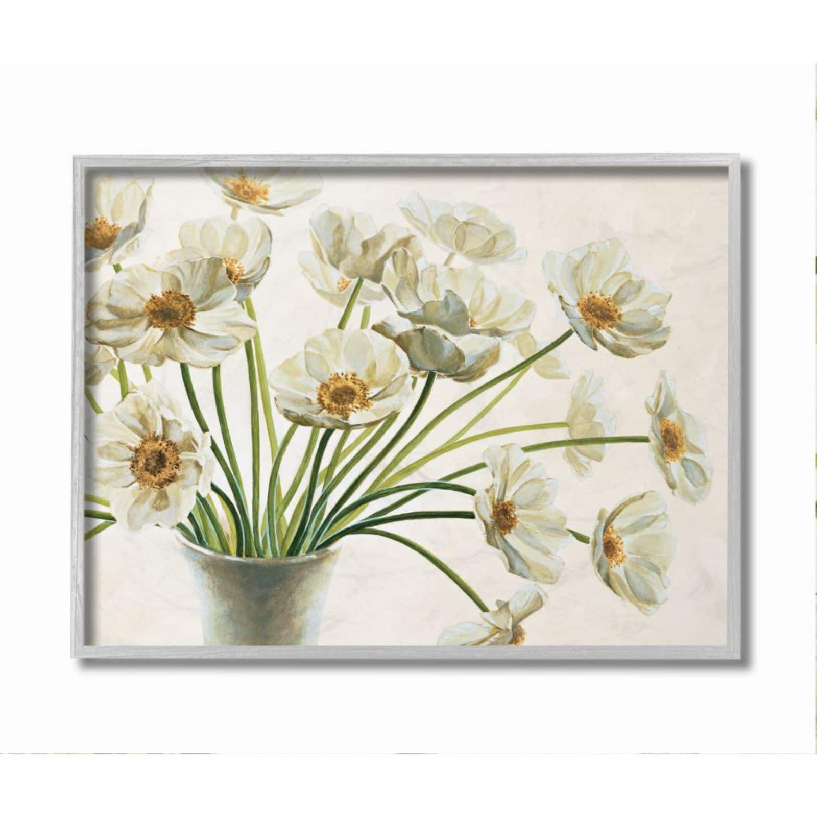 Stupell Industries Peaceful Poppies Floral Arrangement Wall Art in Gray Frame