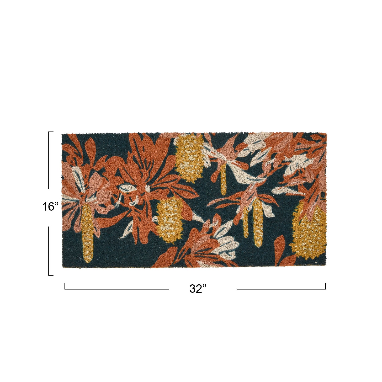 Multicolor Floral Print Natural Coir Doormat