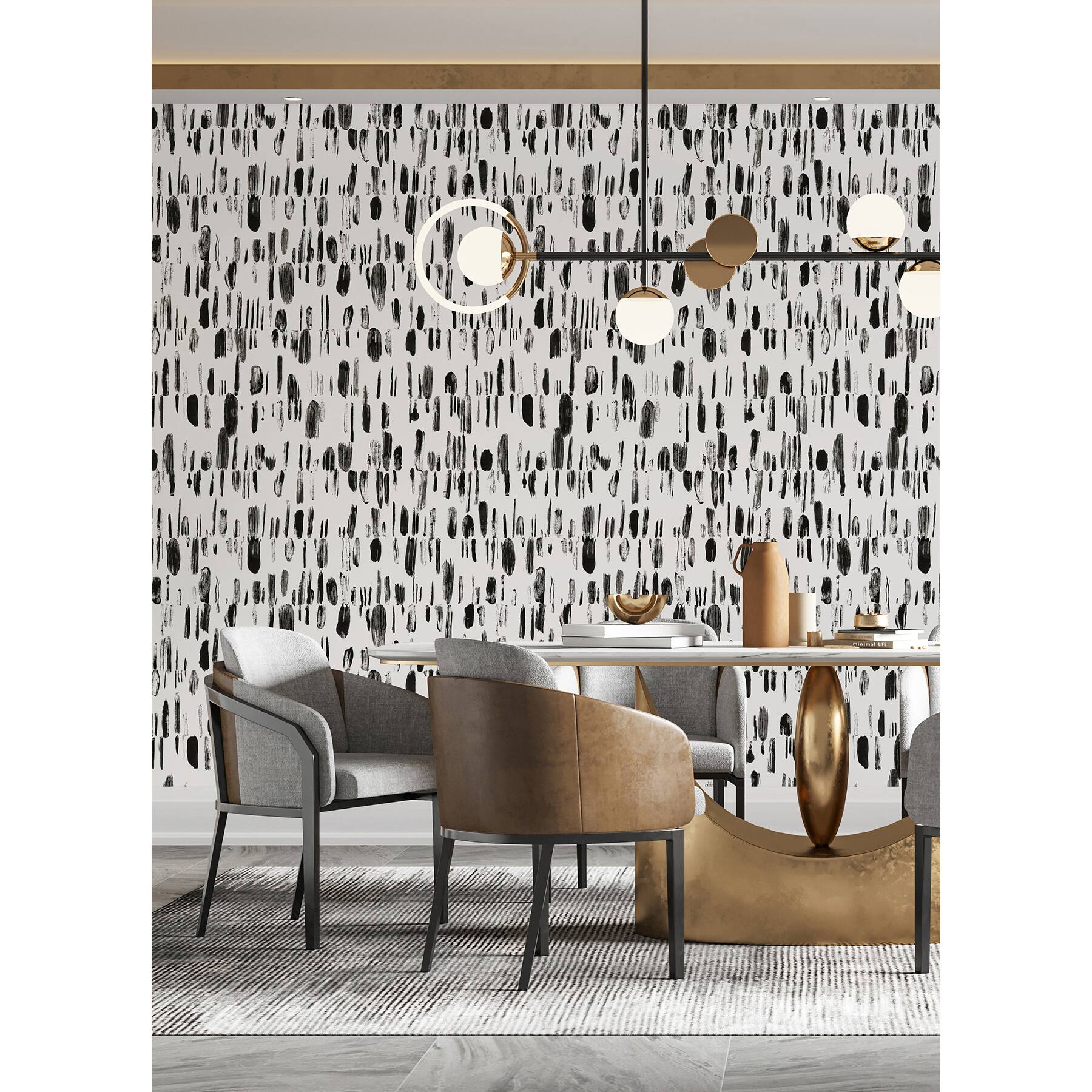 Katie Hunt Black Bold Brush Strokes Wall Mural