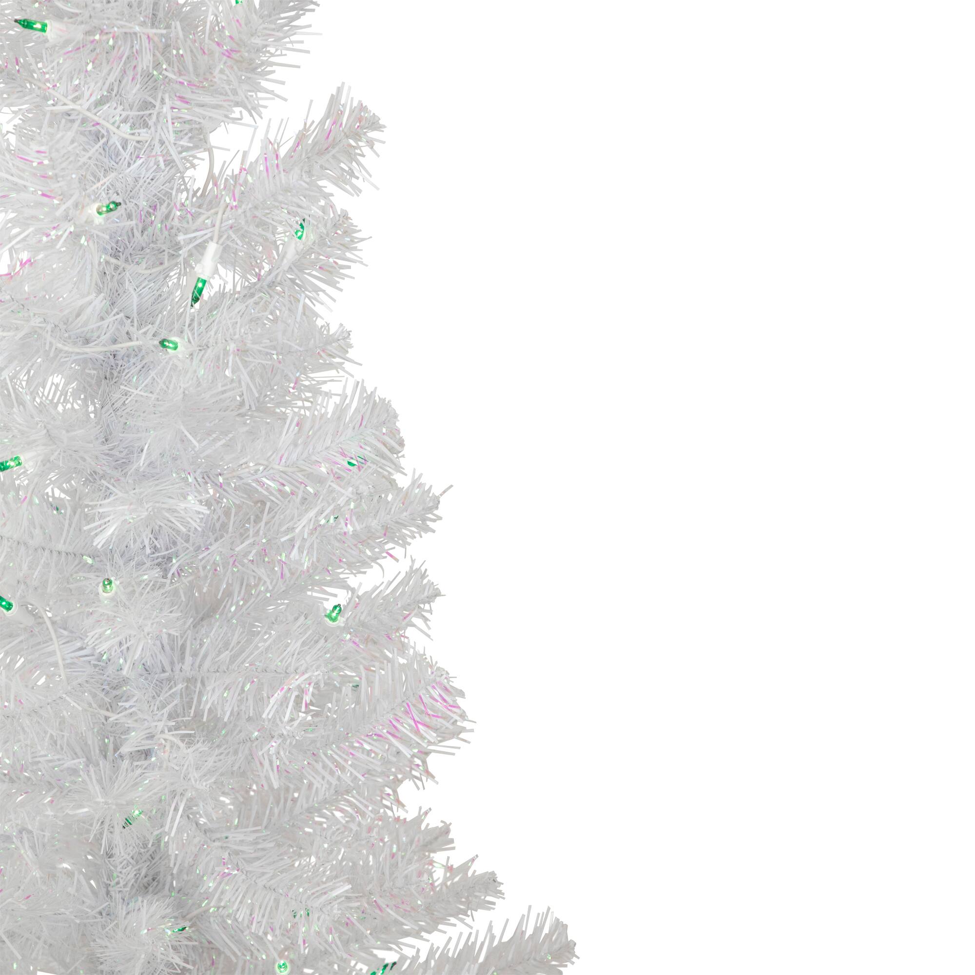 4ft. Pre-Lit White Rockport Pine Artificial Christmas Tree, Green Lights