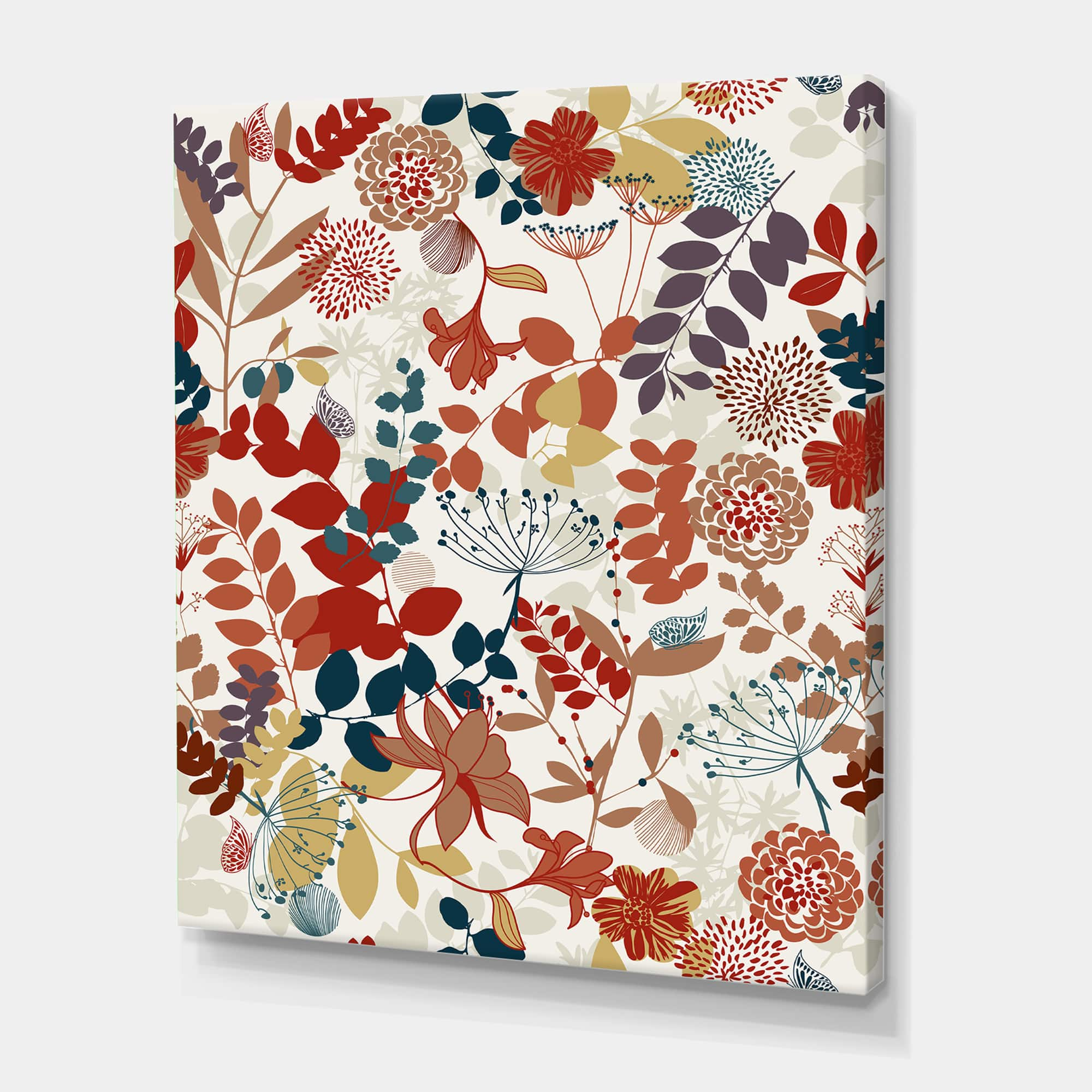 Designart - Retro Botanical Garden - Bohemian &#x26; Eclectic Canvas Wall Art Print