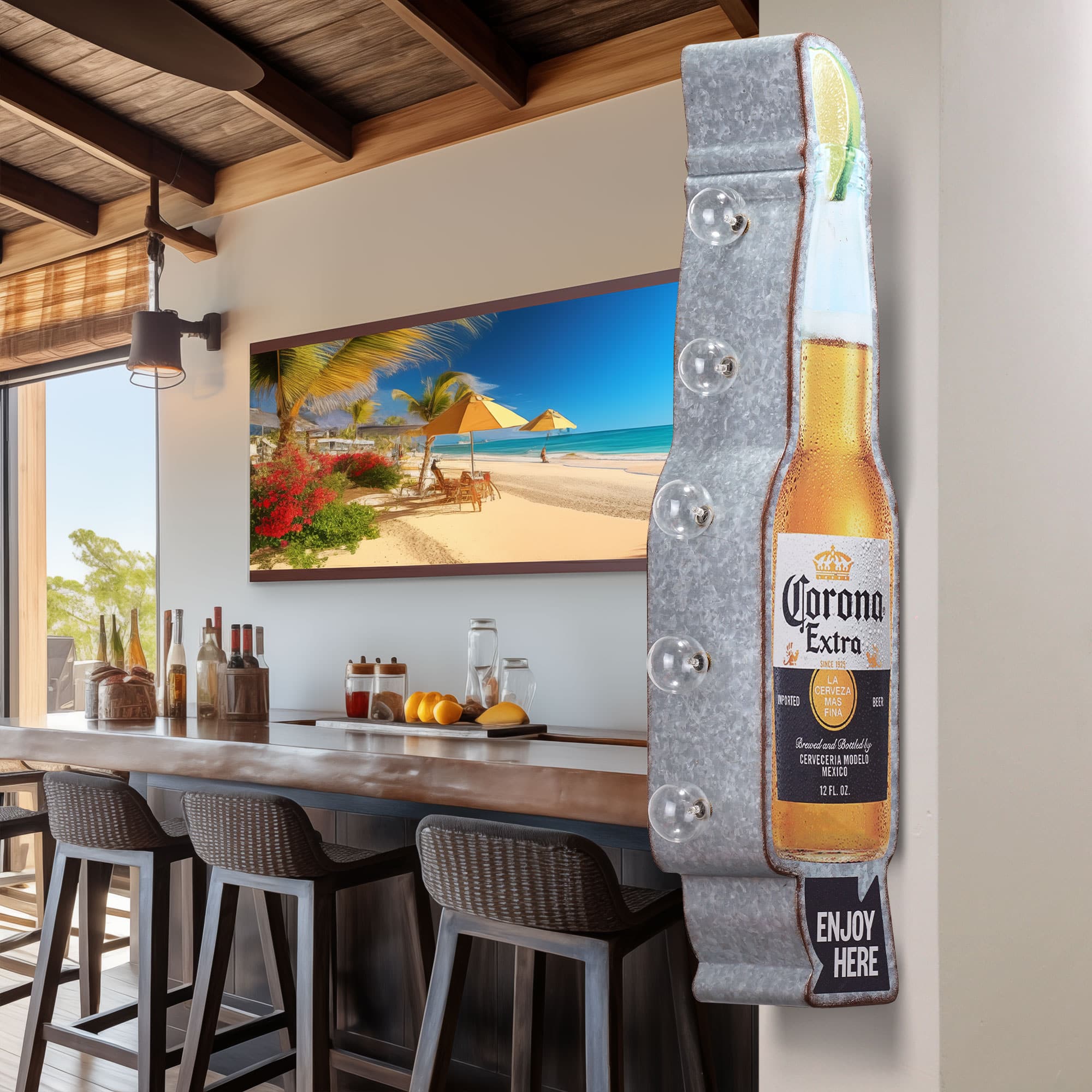 American Art Decor 25" Metal Corona Extra LED Marquee Sign