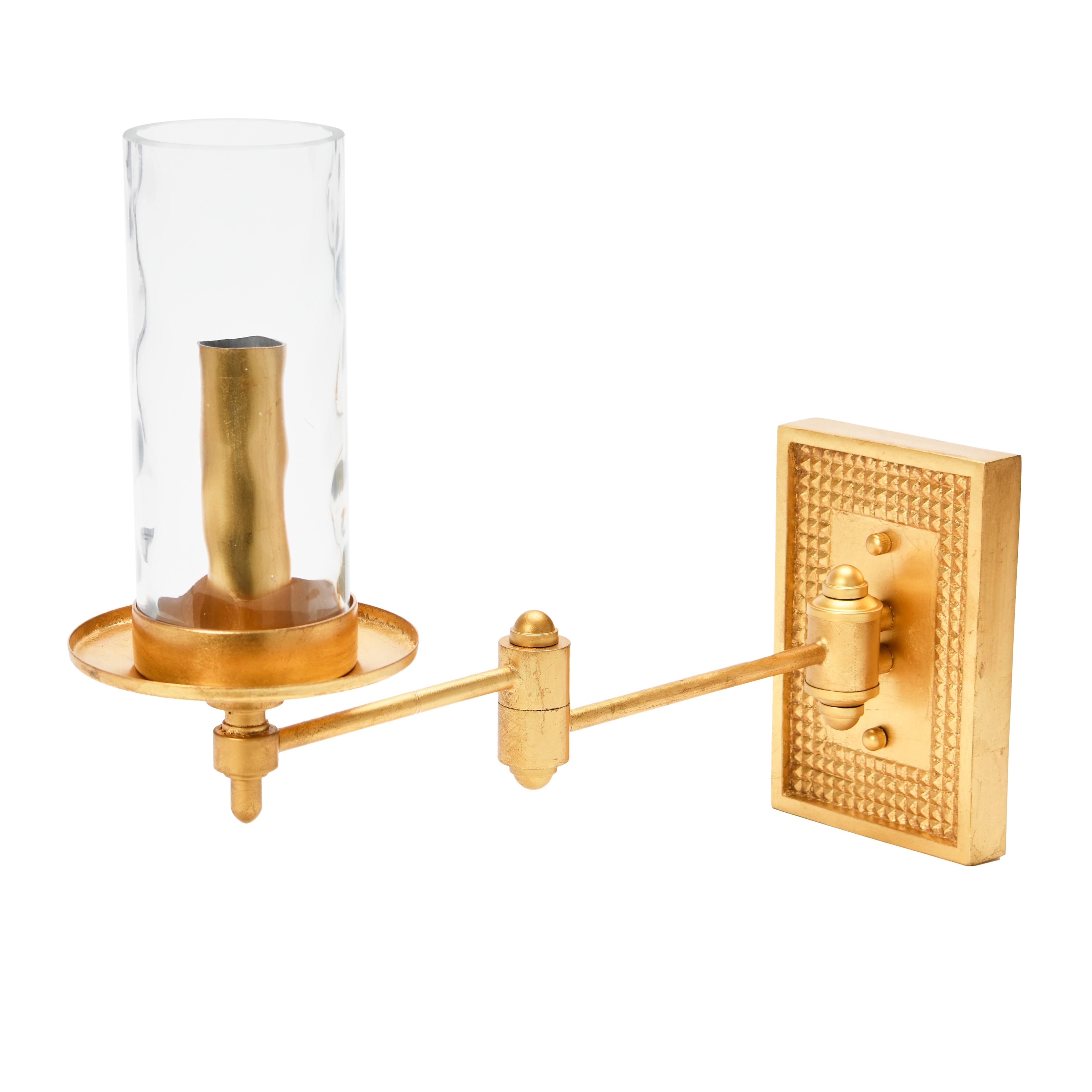 18" Gold Metal & Glass Wall Sconce