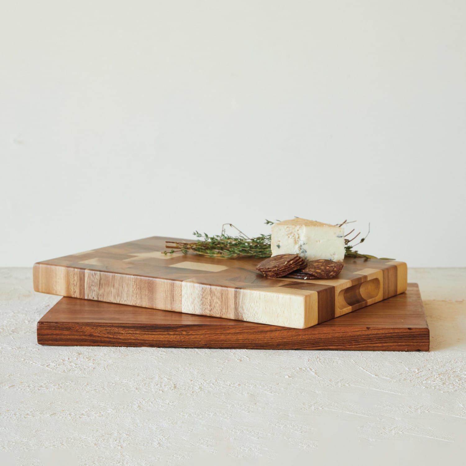 16&#x22; Natural Acacia &#x26; Mango Wood Rectangular Cheese &#x26; Cutting Board