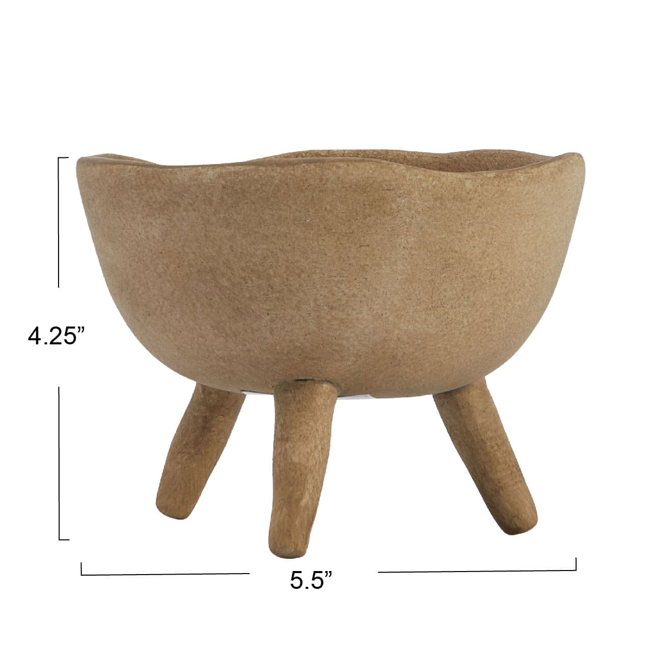 5.5&#x22; Large Matte Taupe Terracotta Footed Planter