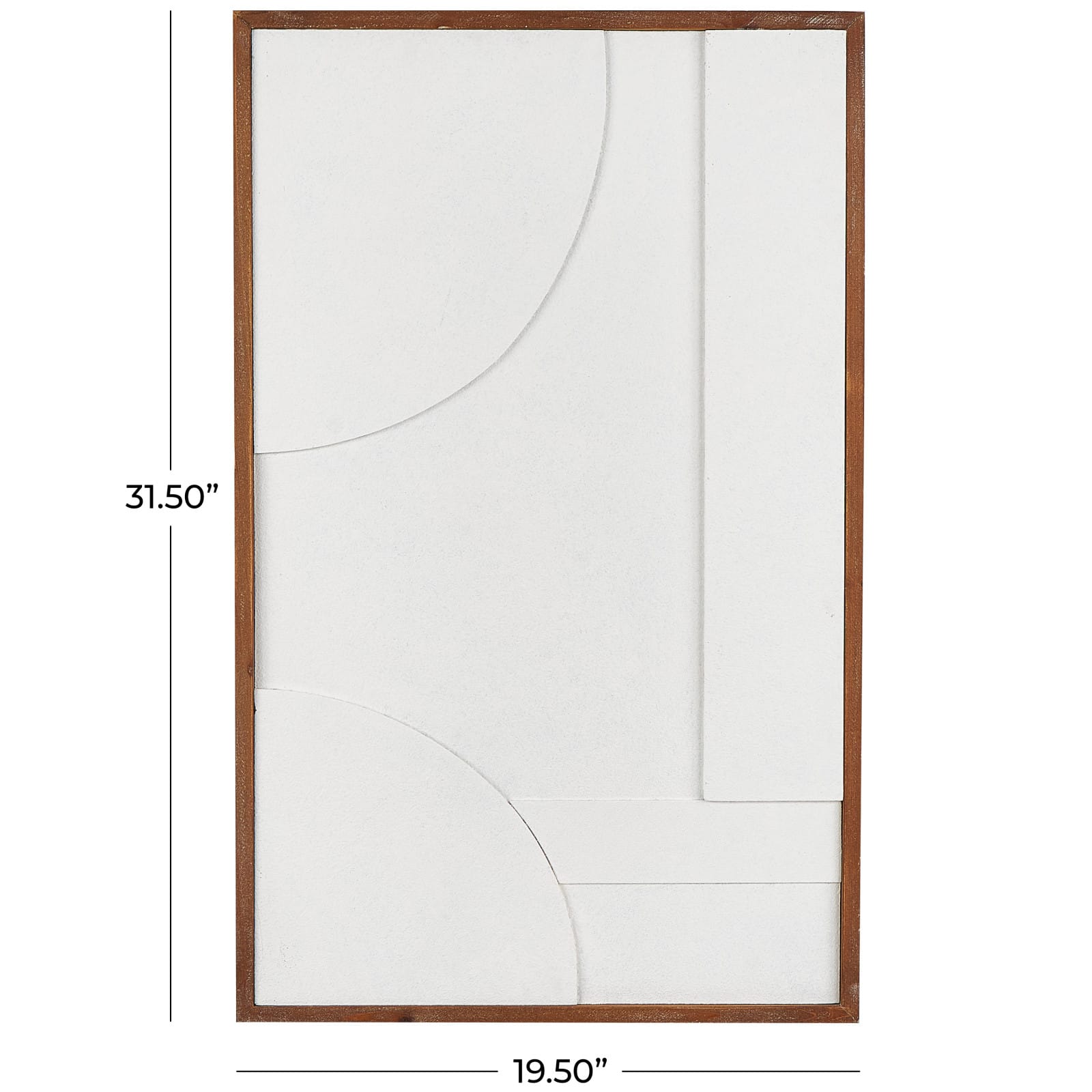 White Dimensional Geometric Wall Décor with Brown Frame
