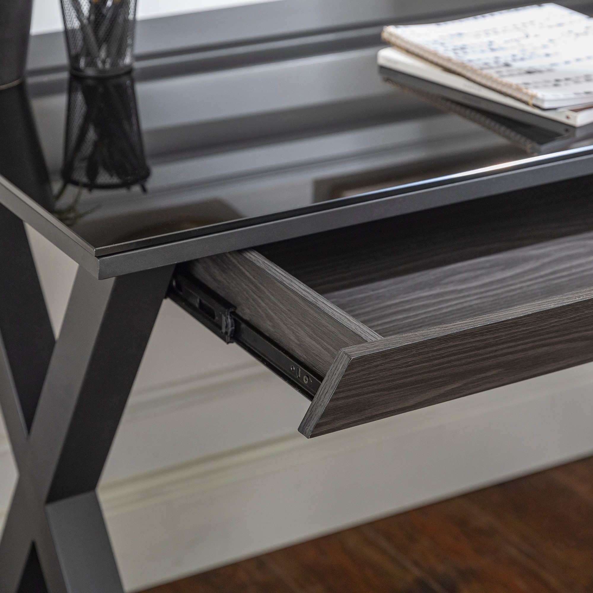 Walker Edison 48" Black Modern Wood Computer Desk