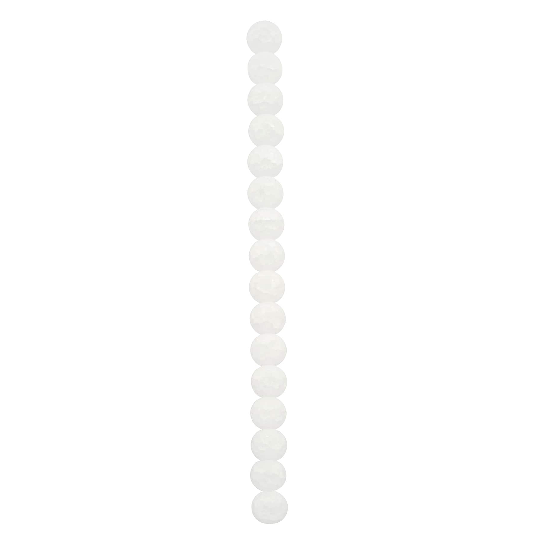 White Matte Crackled Quartz Round Beads, 12mm by Bead Landing&#x2122;