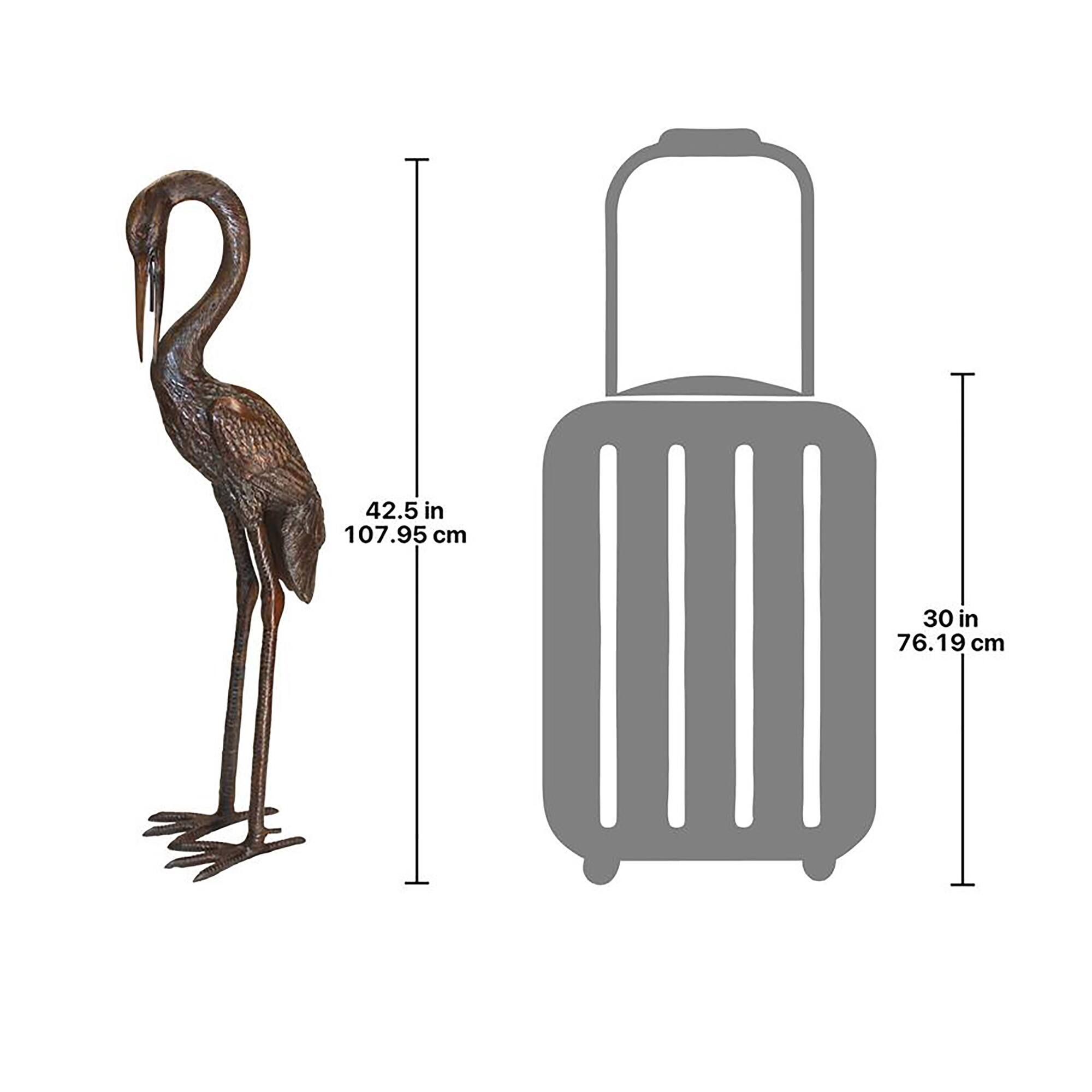 Design Toscano 43&#x22; Heron Head Low Cast Bronze Garden Statue