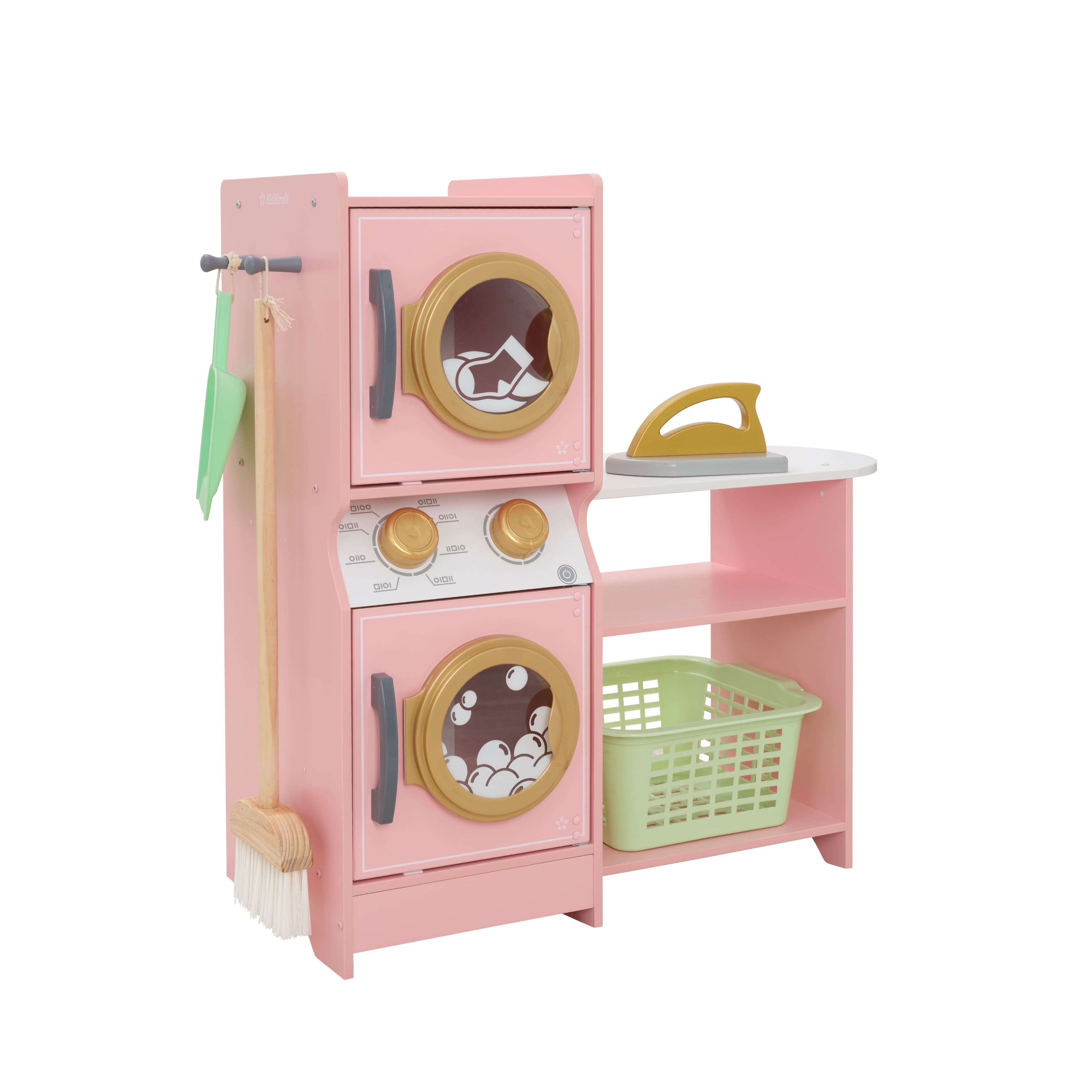 KidKraft Wooden Laundry Play Set with Stacking Washer & Dryer Toy & 4 Accessories
