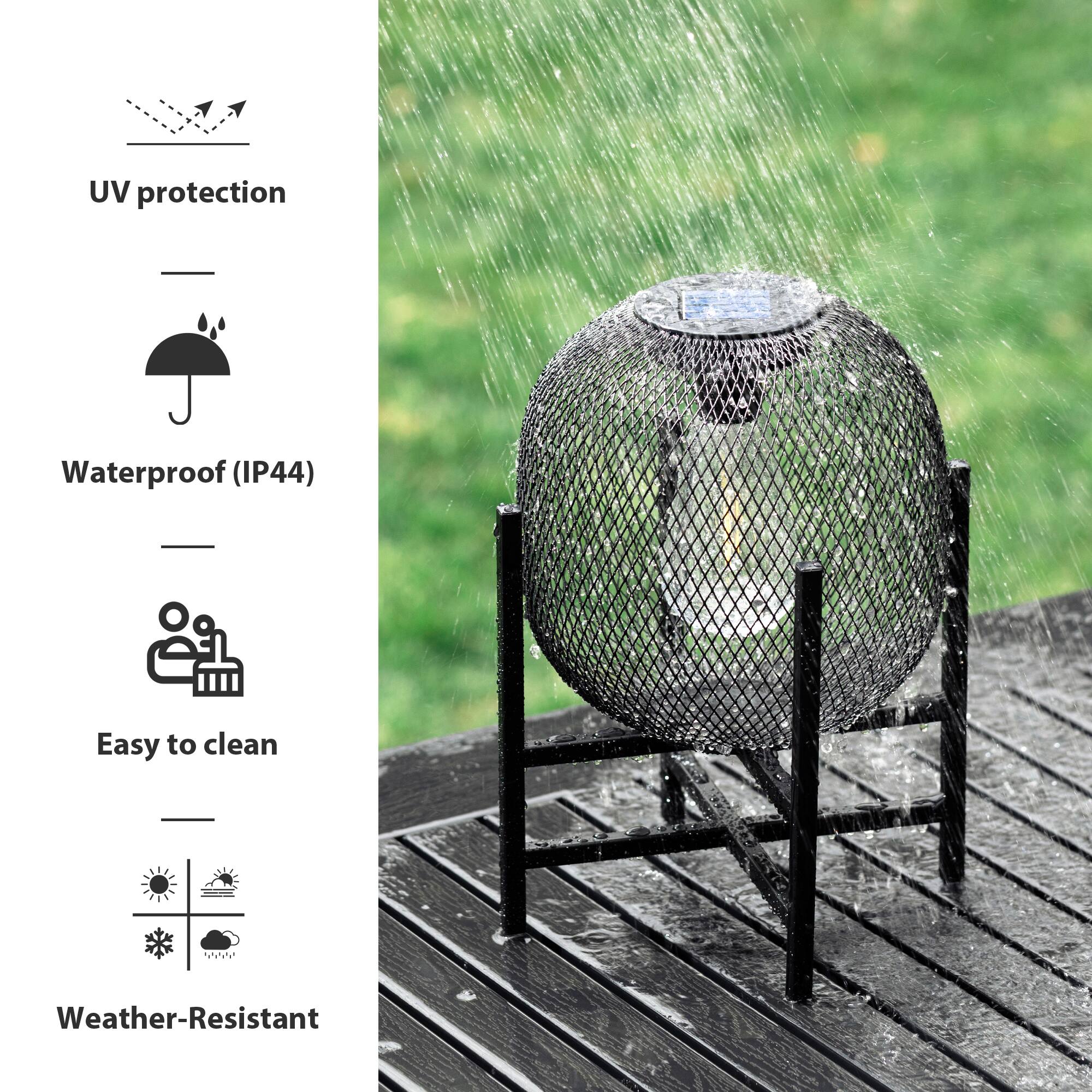 Glitzhome® 11.5" Metal Mesh Black Solar Powered Lantern with Stand, 2ct.