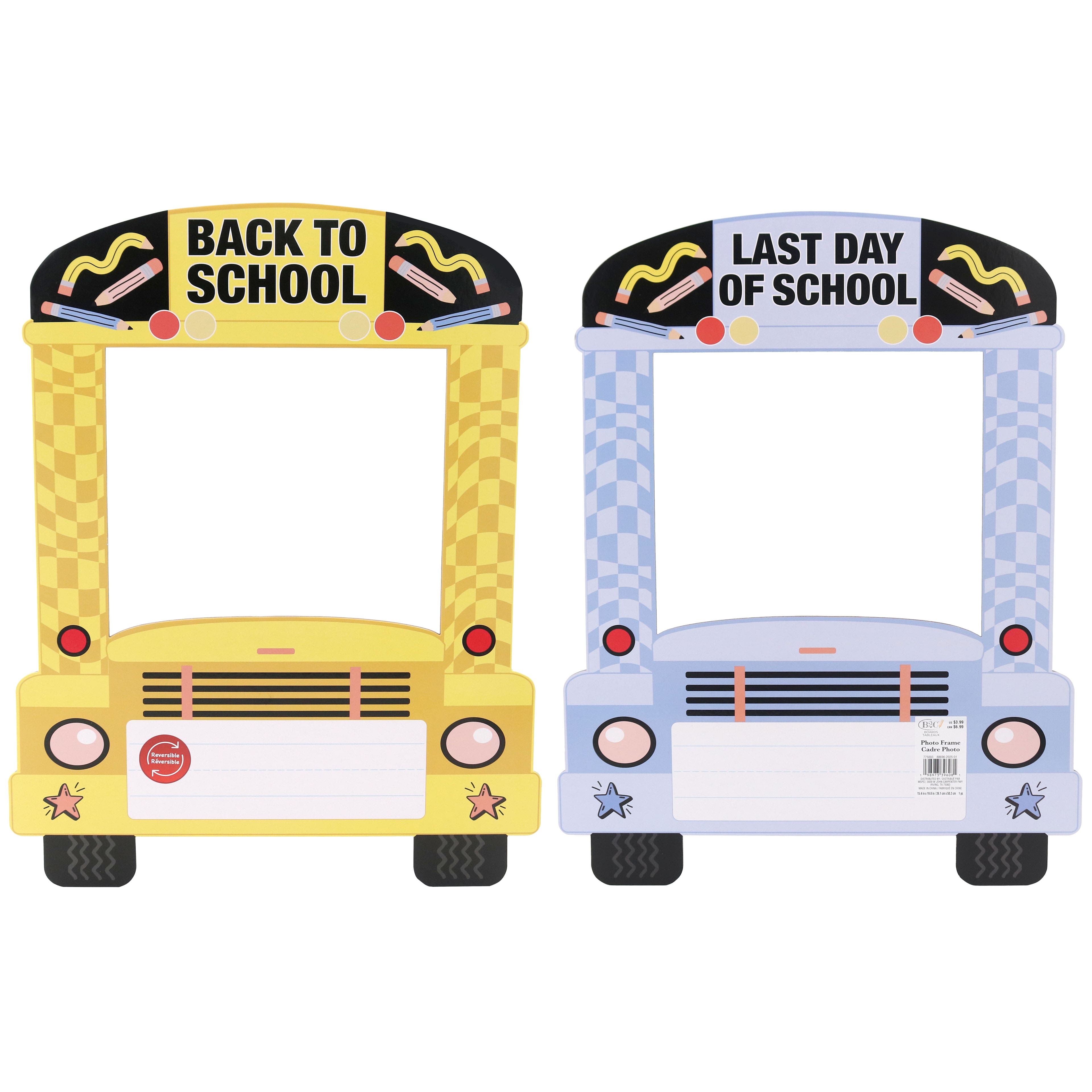 Reversible School Bus Paper Bulletin Board Photo Frame by B2C&#x2122;