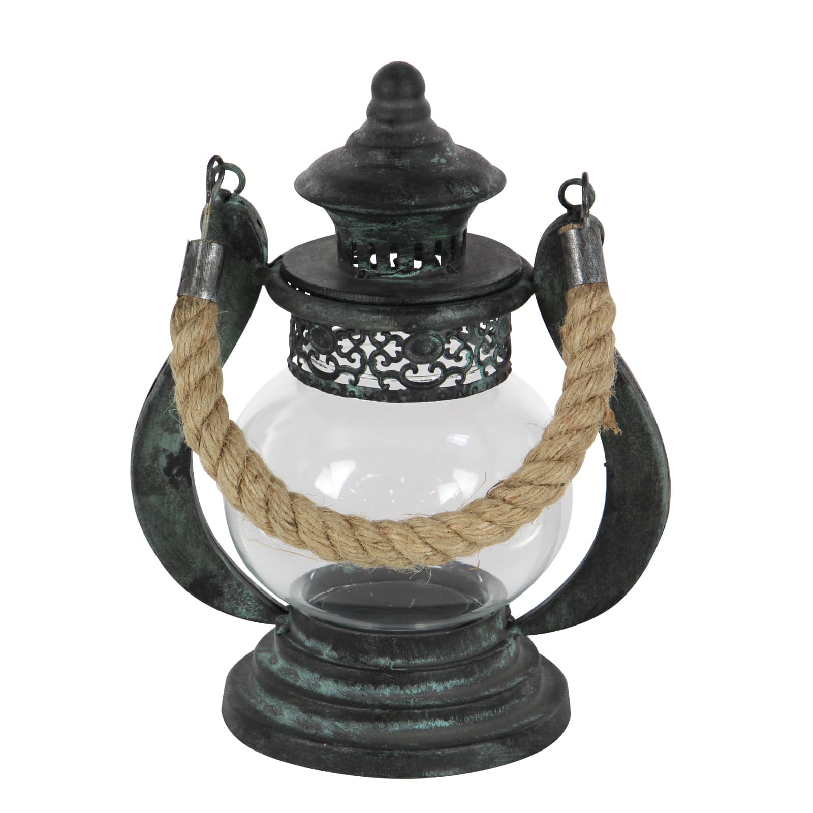 Black Iron Rustic Candle Holder Lantern, 9&#x22; x 8&#x22; x 5&#x22;