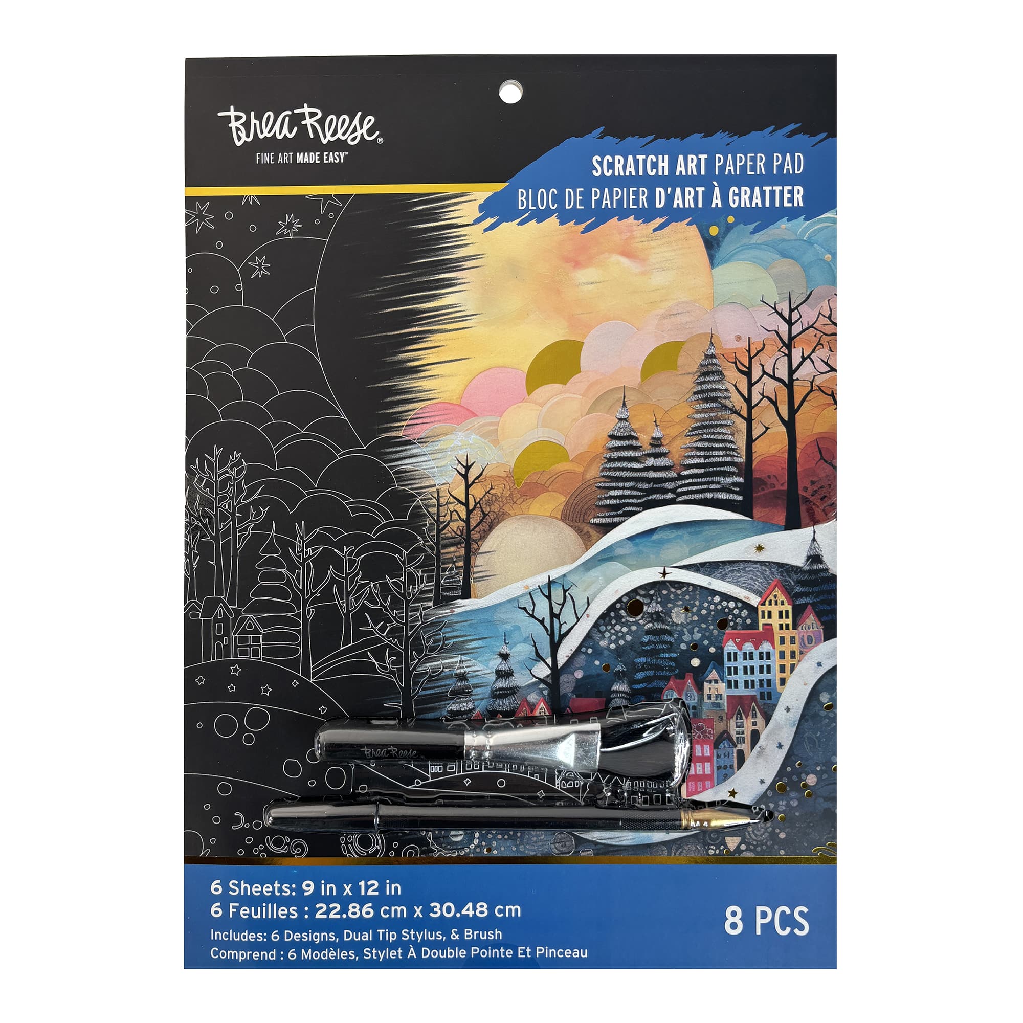 Brea Reese&#x2122; 9&#x22; x 12&#x22; Folk Art Scratch Art Paper Pad