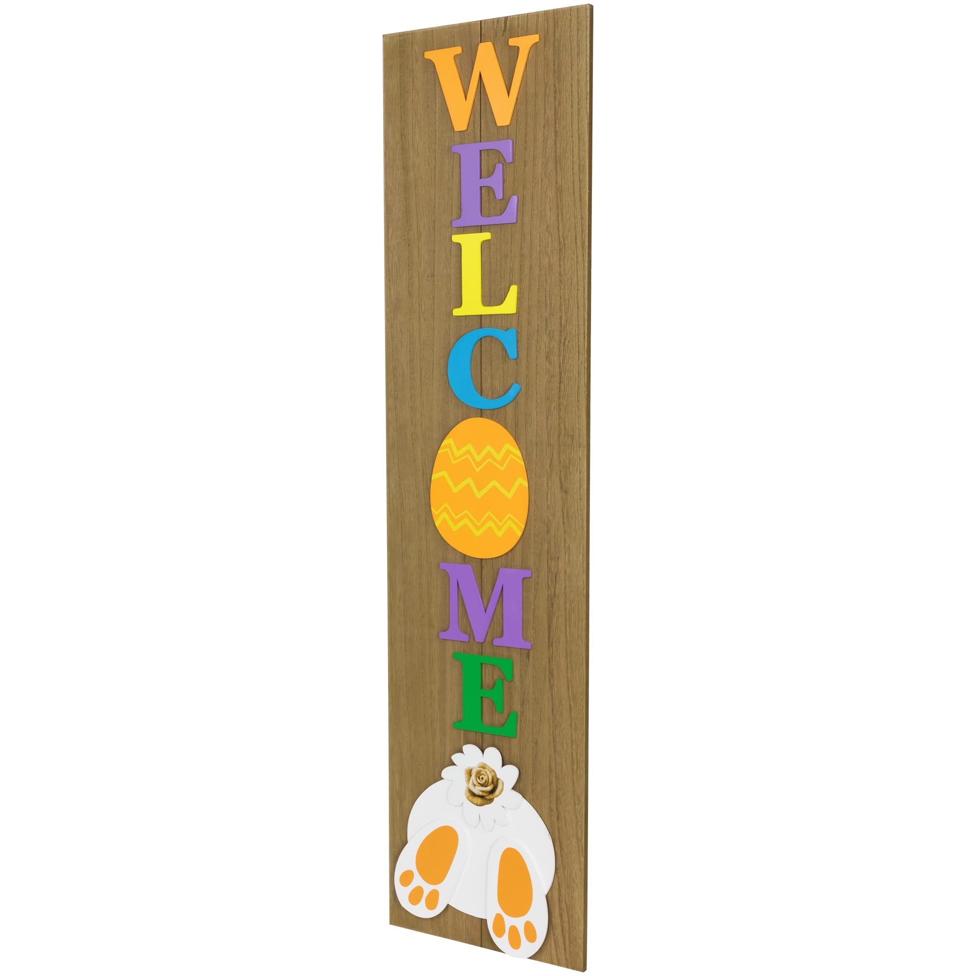 3.25ft. Welcome Wooden Easter Bunny Porch Board Sign