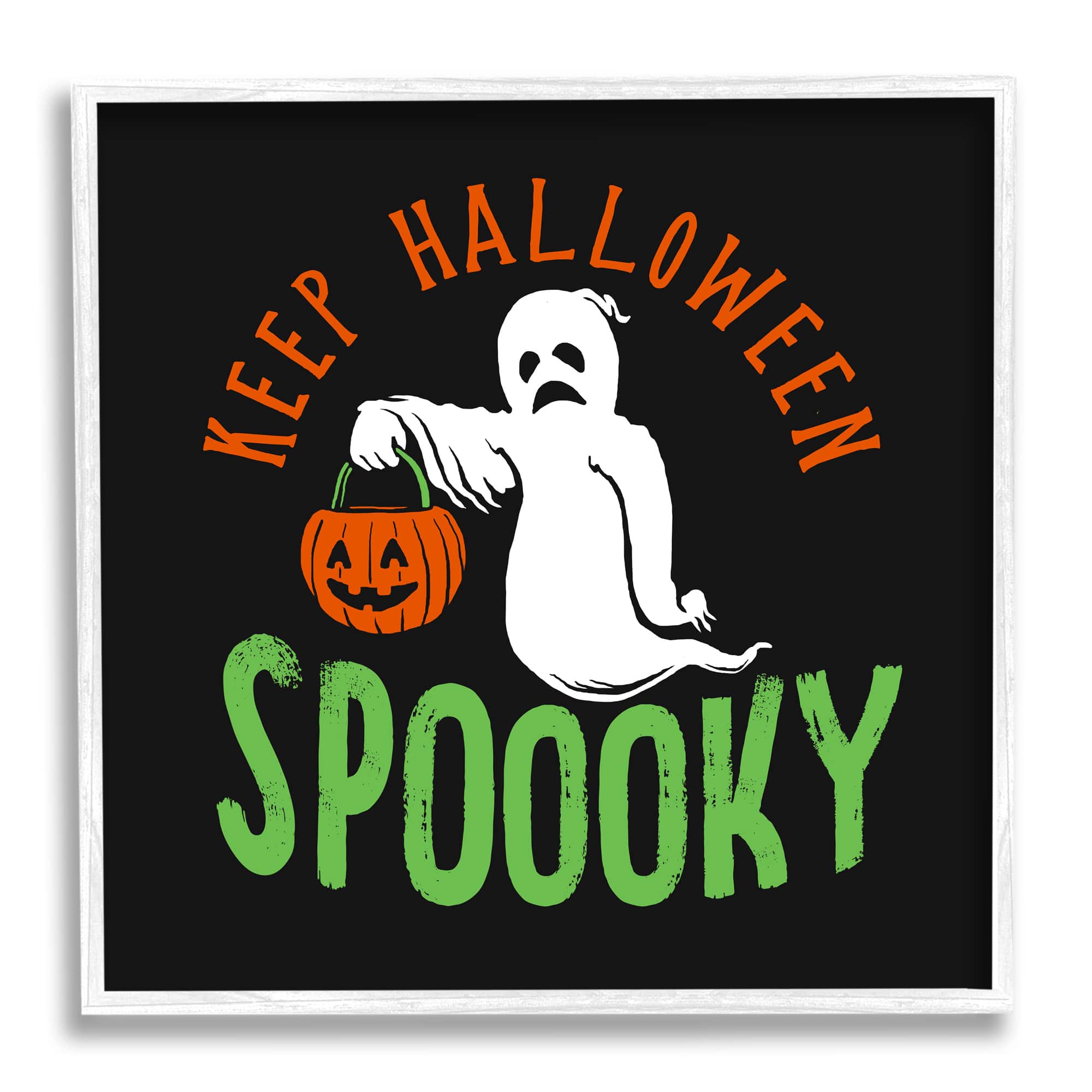 Stupell Industries Keep Halloween Spooky Trick Or Treat Ghost Framed Giclee Art