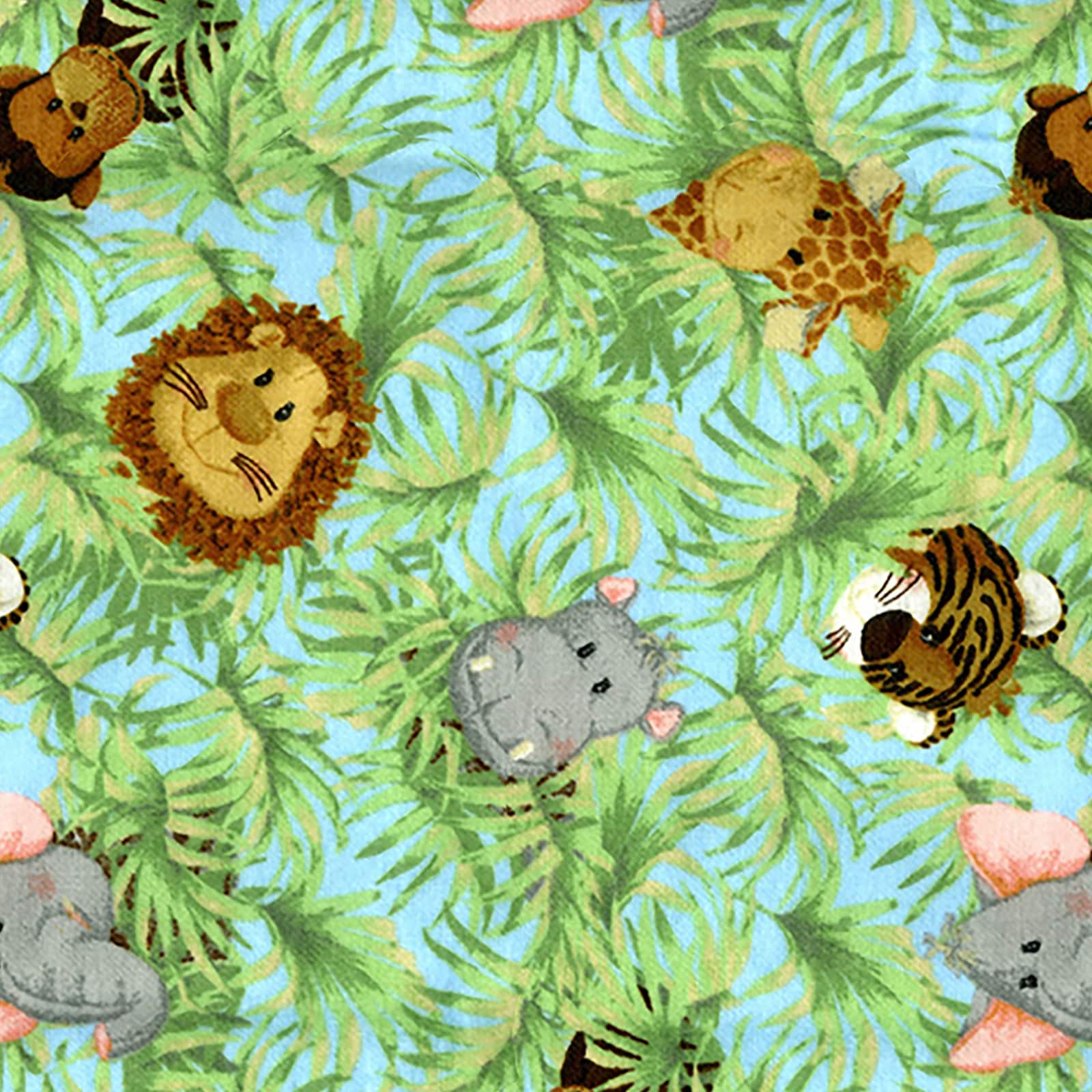 Fabric Traditions Multicolor Jungle Babies All Over Cotton Fabric