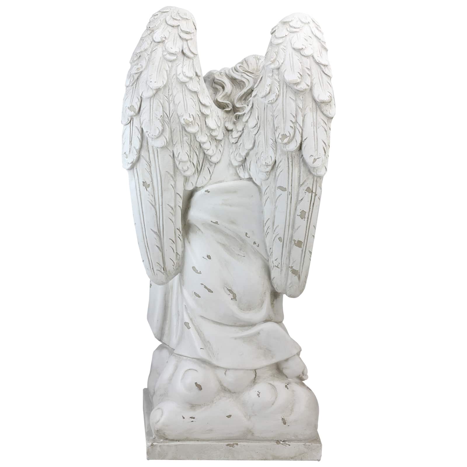 23.5" Distressed Ivory Kneeling Praying Angel Garden Statue