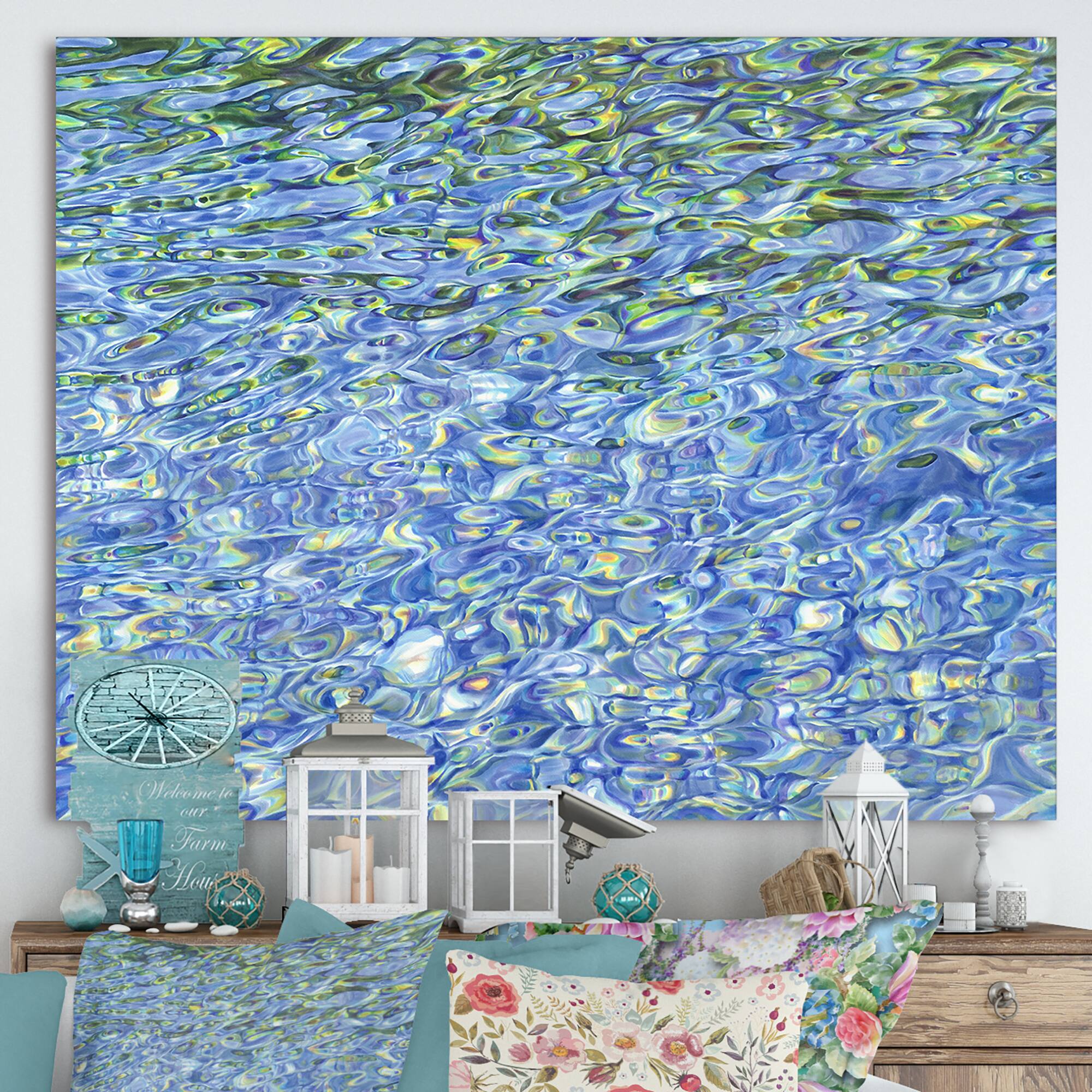 Designart - Sunny Water With Transparent Waves Reflecting Gentle Sunshine II - Modern Canvas Wall Art Print