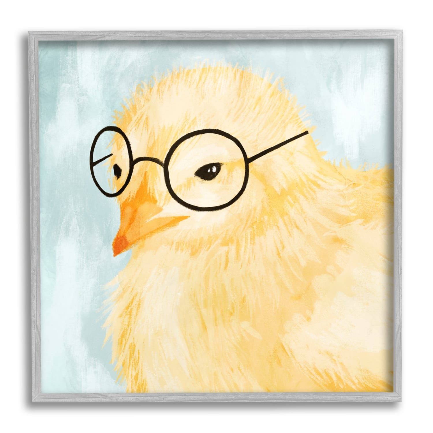 Stupell Industries Easter Chick Yellow Bird Black Glasses Animal Portrait Framed Giclee Art