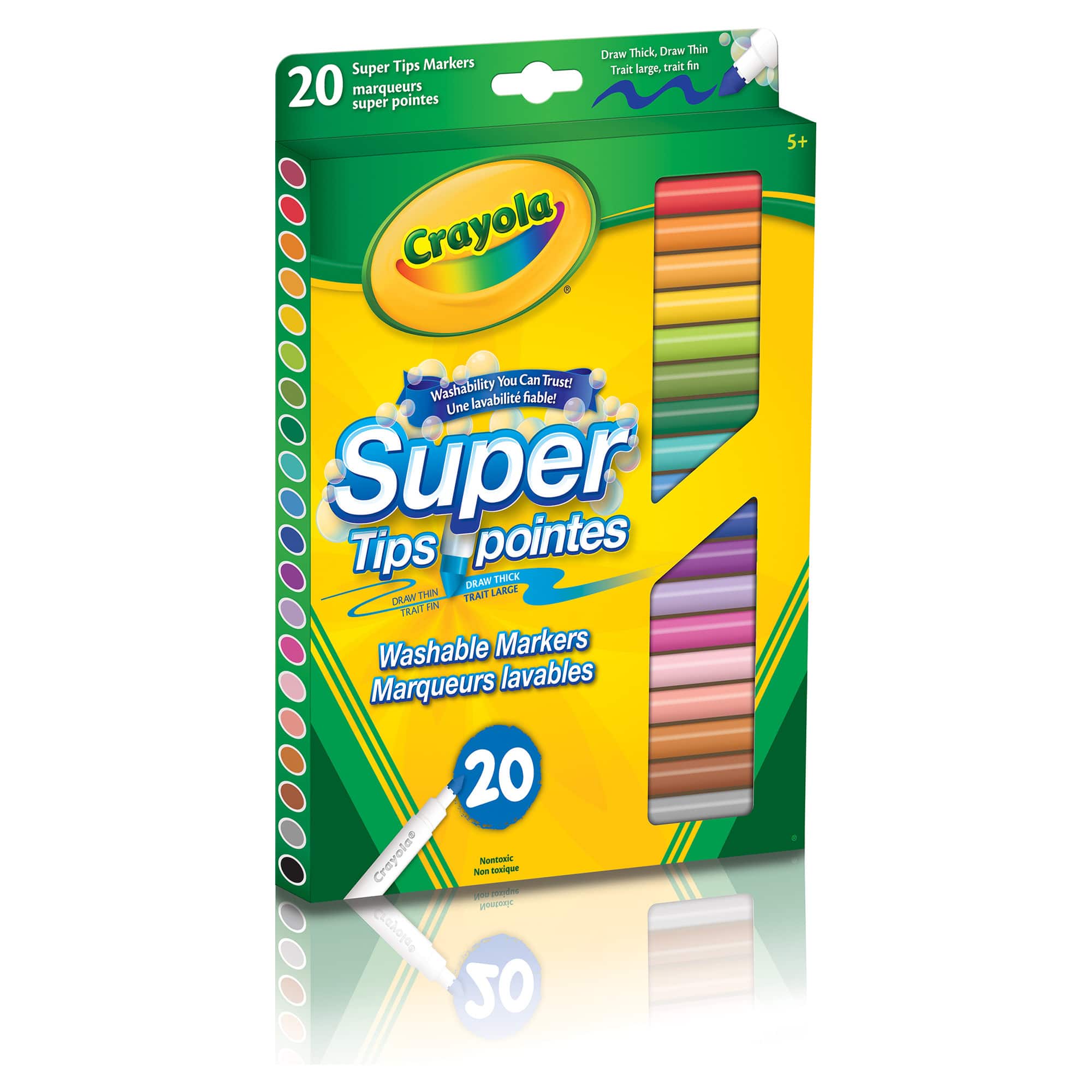 NEW Crayola Super Tips Markers FREE SHIP!  Washable Assorted Colors 20 Count 