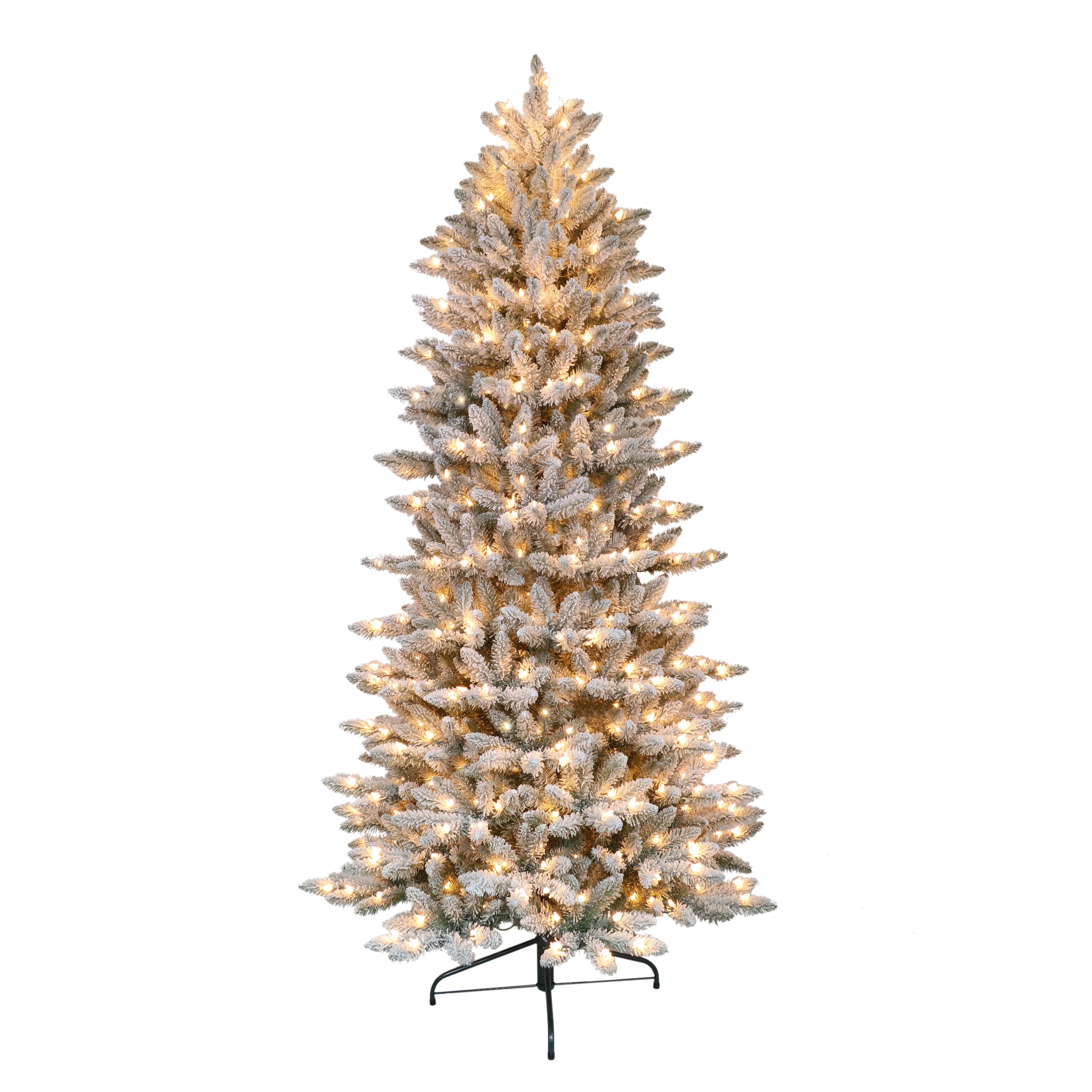 9ft. Pre-Lit Slim Flocked Fraser Fir Artificial Christmas Tree, Clear Lights