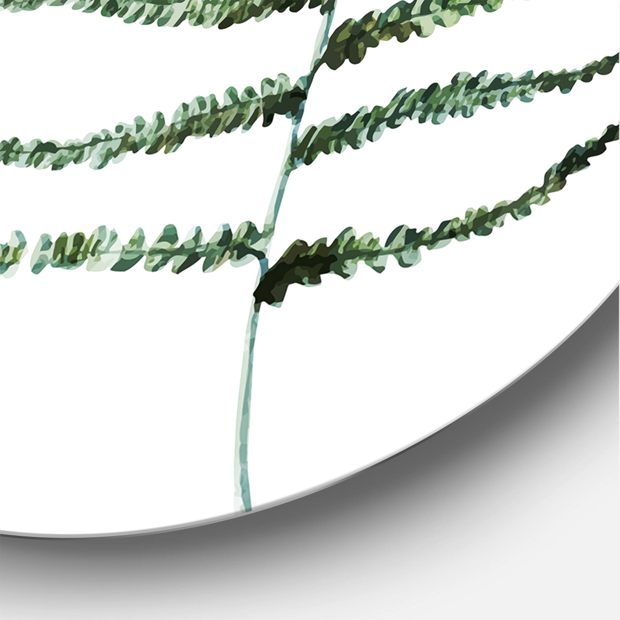 Designart - Two Fern Leaves - Farmhouse Metal Circle Wall Art