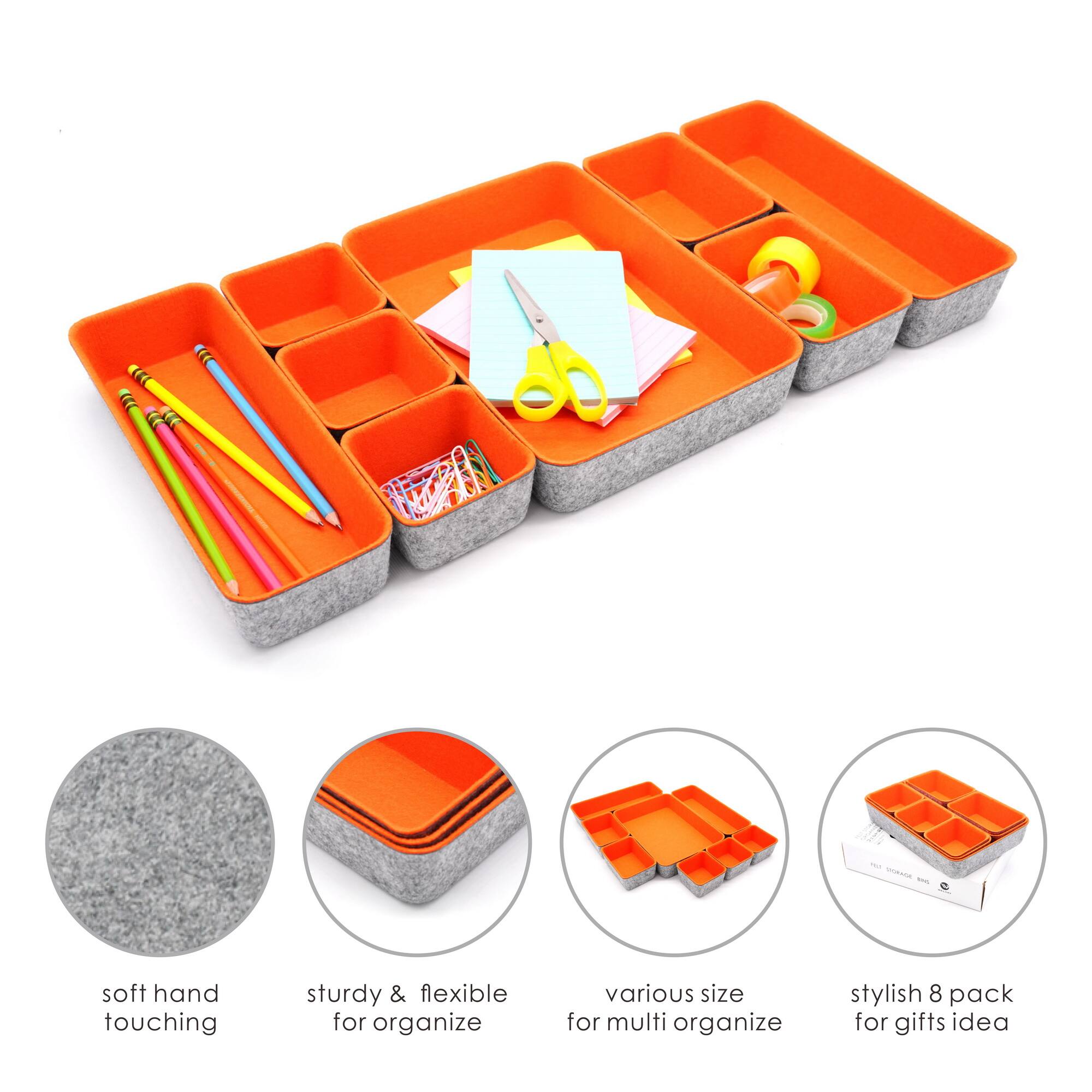 Welaxy Felt 8 Piece Drawer Organizer Tray Set