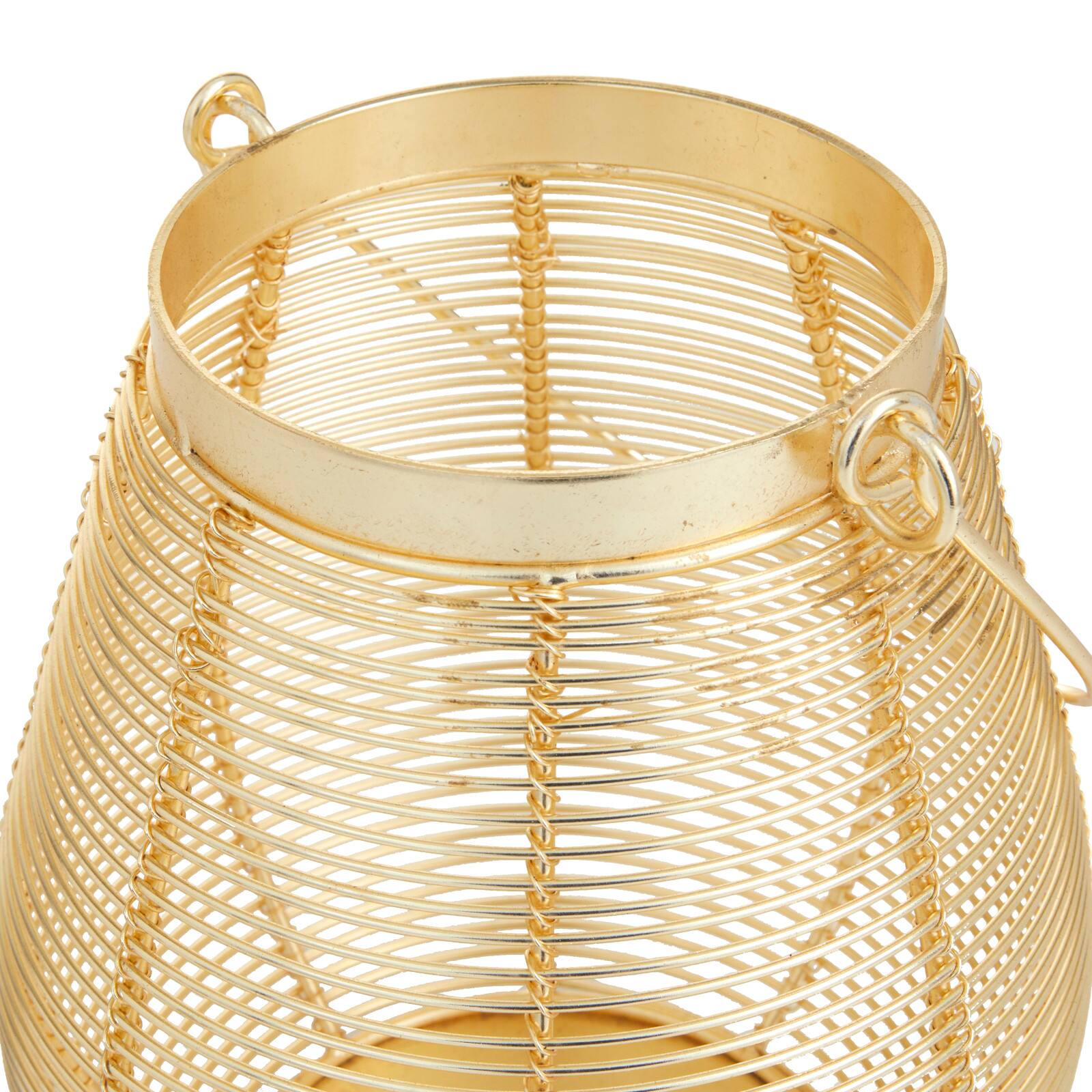 Gold Iron Glam Lantern, 9&#x22; x 7&#x22; x 7&#x22;