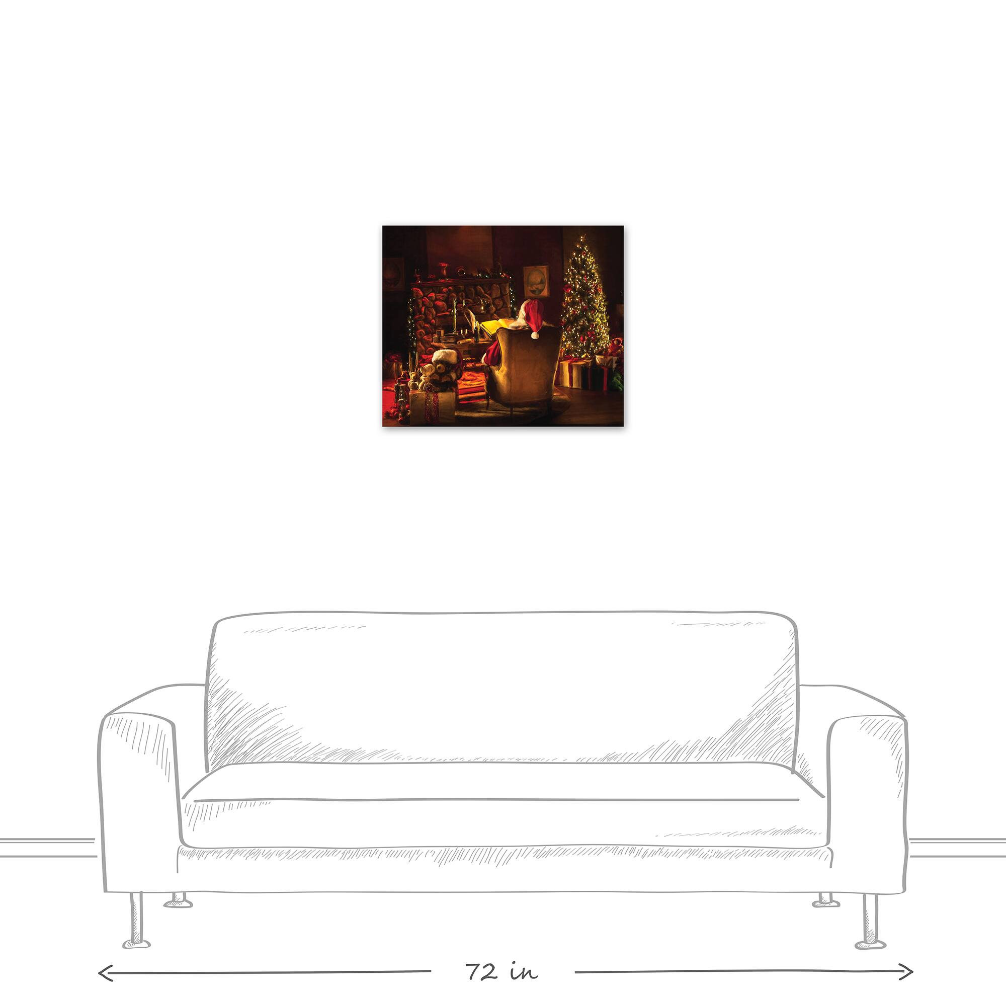 Santa By The Fireplace 24x20 Canvas Wall Art