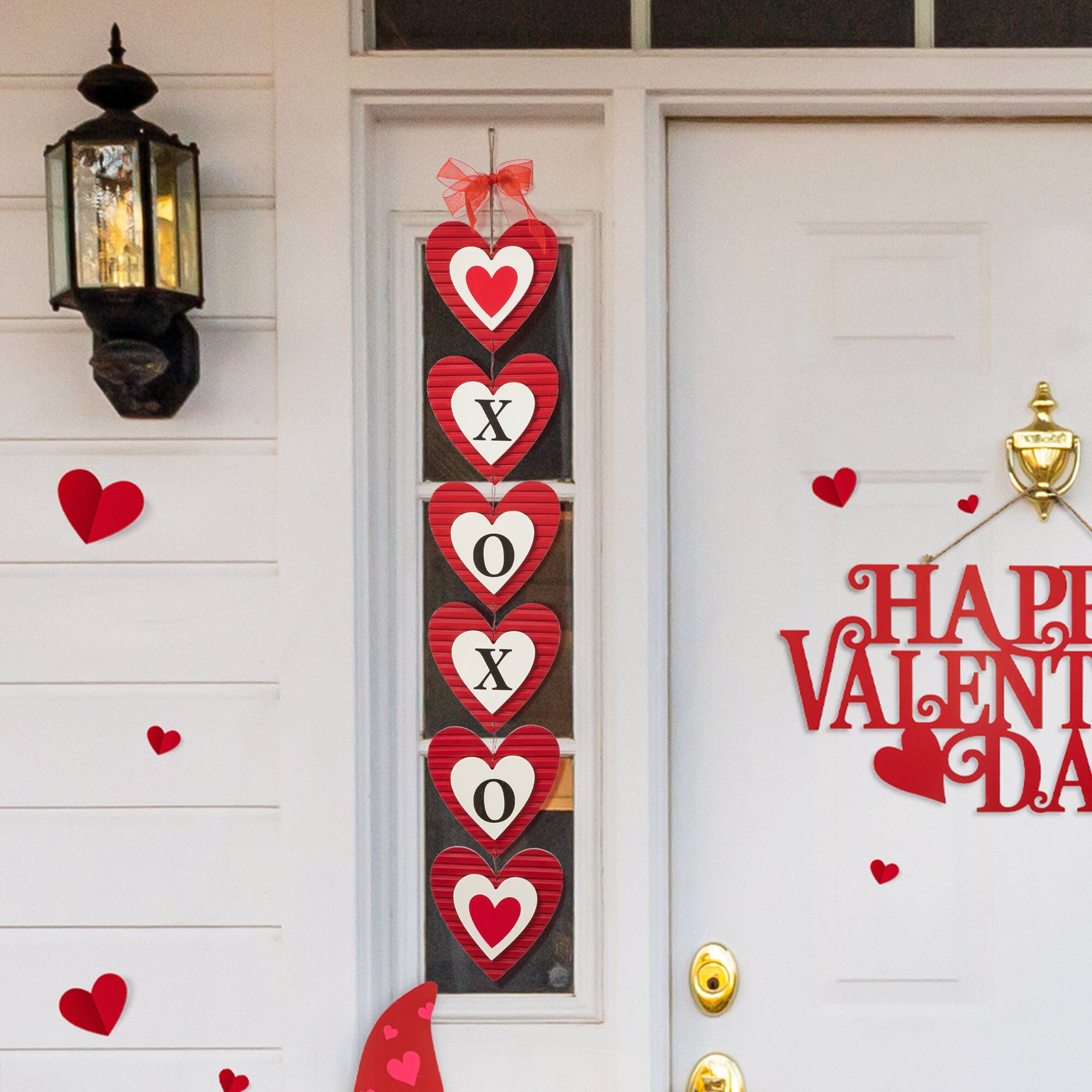 Glitzhome® 30" Set of 2 Valentine's Wooden Heart Door Hanger