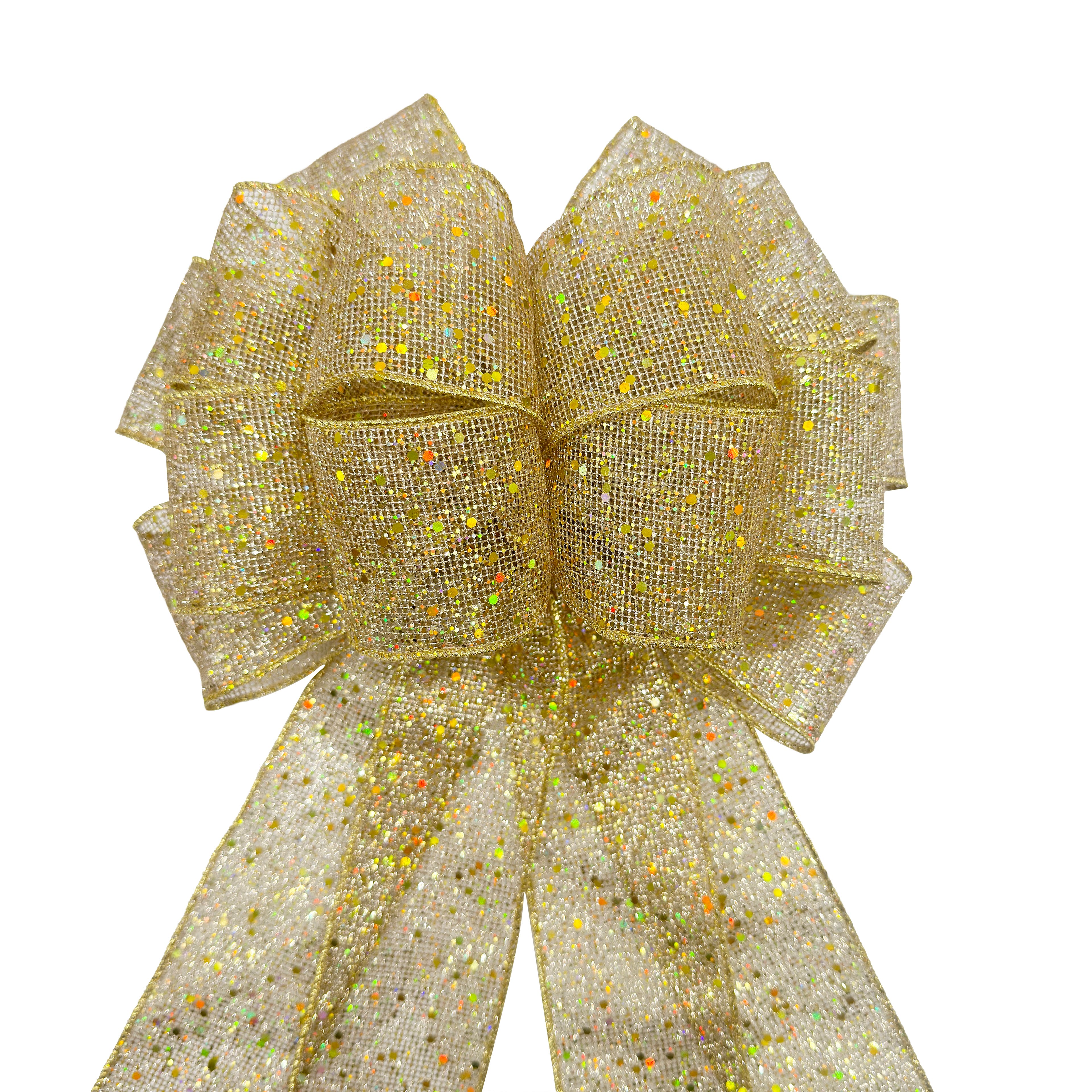 20.5&#x22; Gold Glitter Mesh Tree Bow by Celebrate It&#xAE;