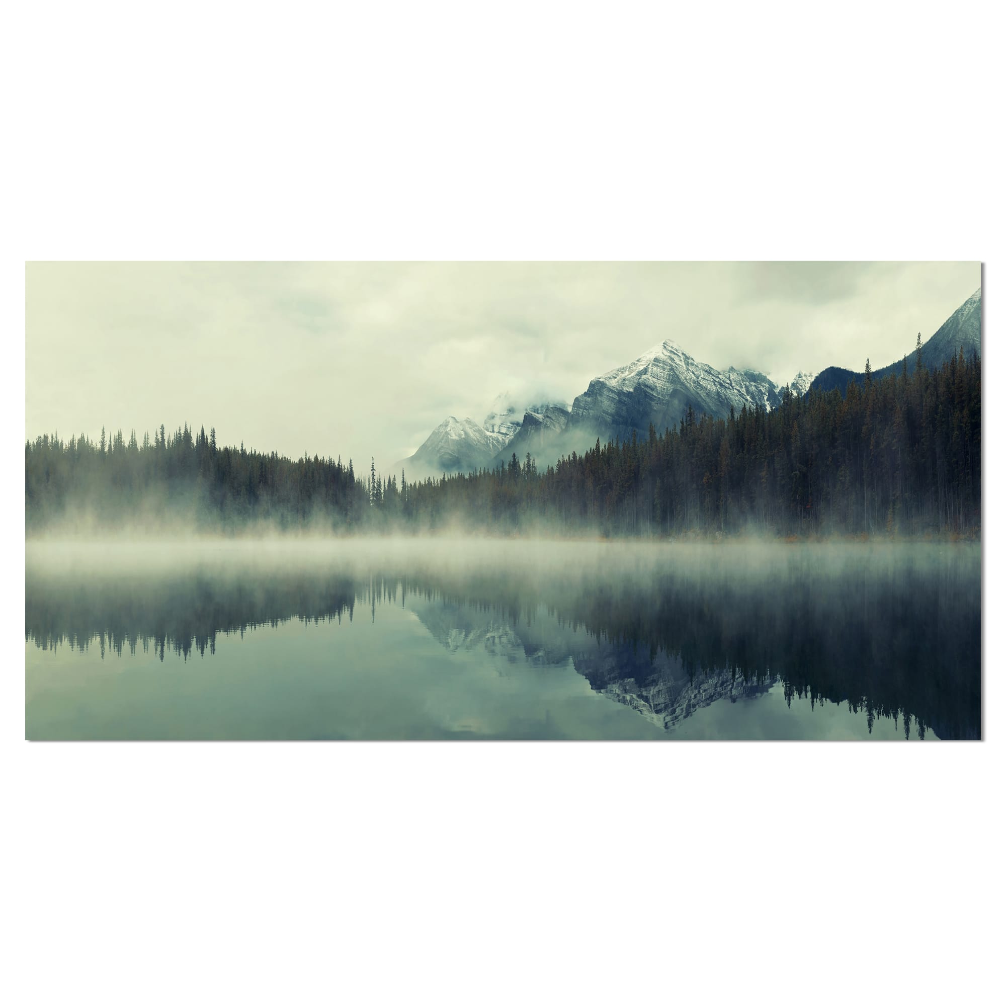 Designart - Lake Herbert in Foggy Morning - Modern Seascape Canvas Artwork