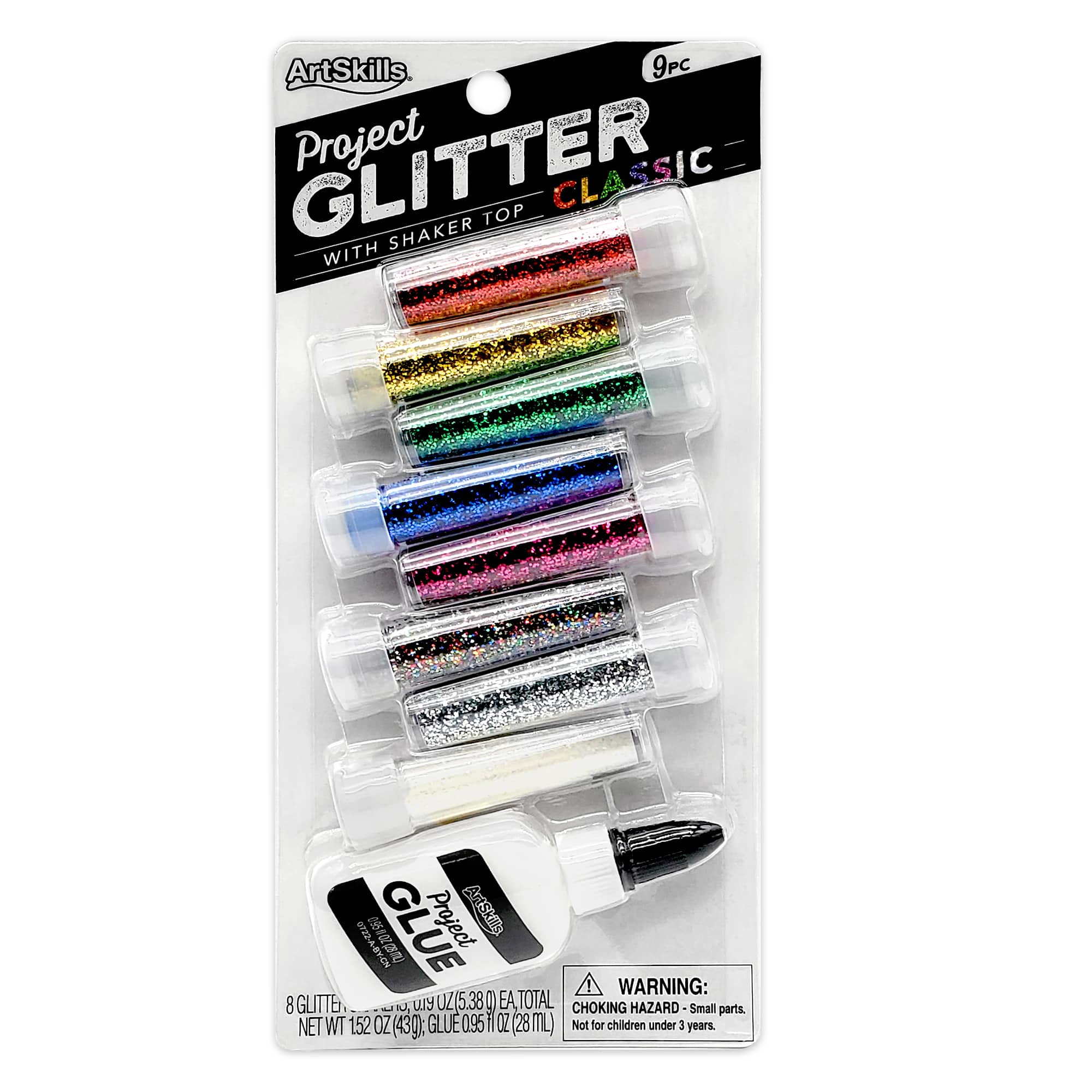 ArtSkills&#xAE; 8 Color Classic Glitter Shakers with Glue Bottle