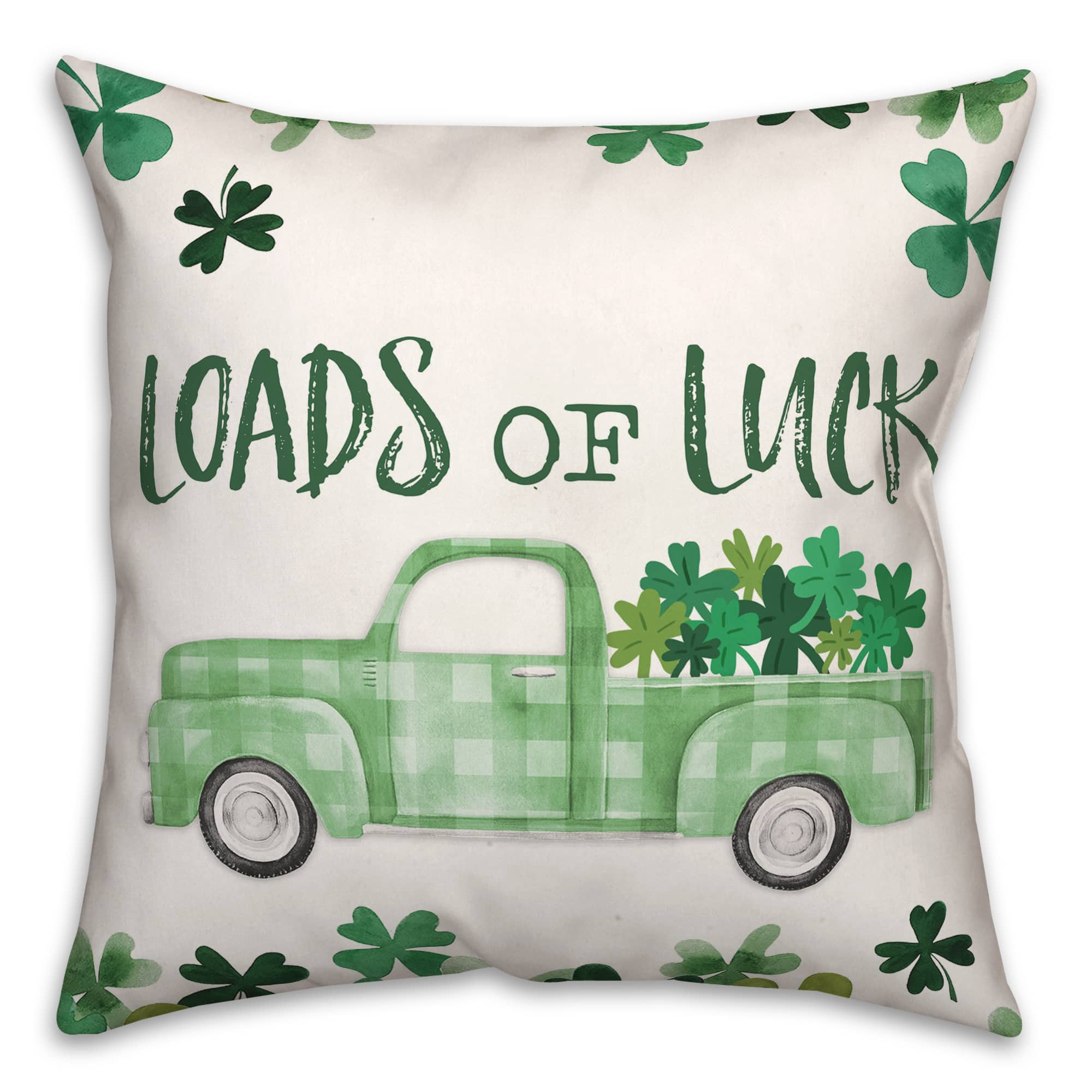 Loads Of Luck Truck Border 18&#x22; x 18&#x22; Throw Pillow