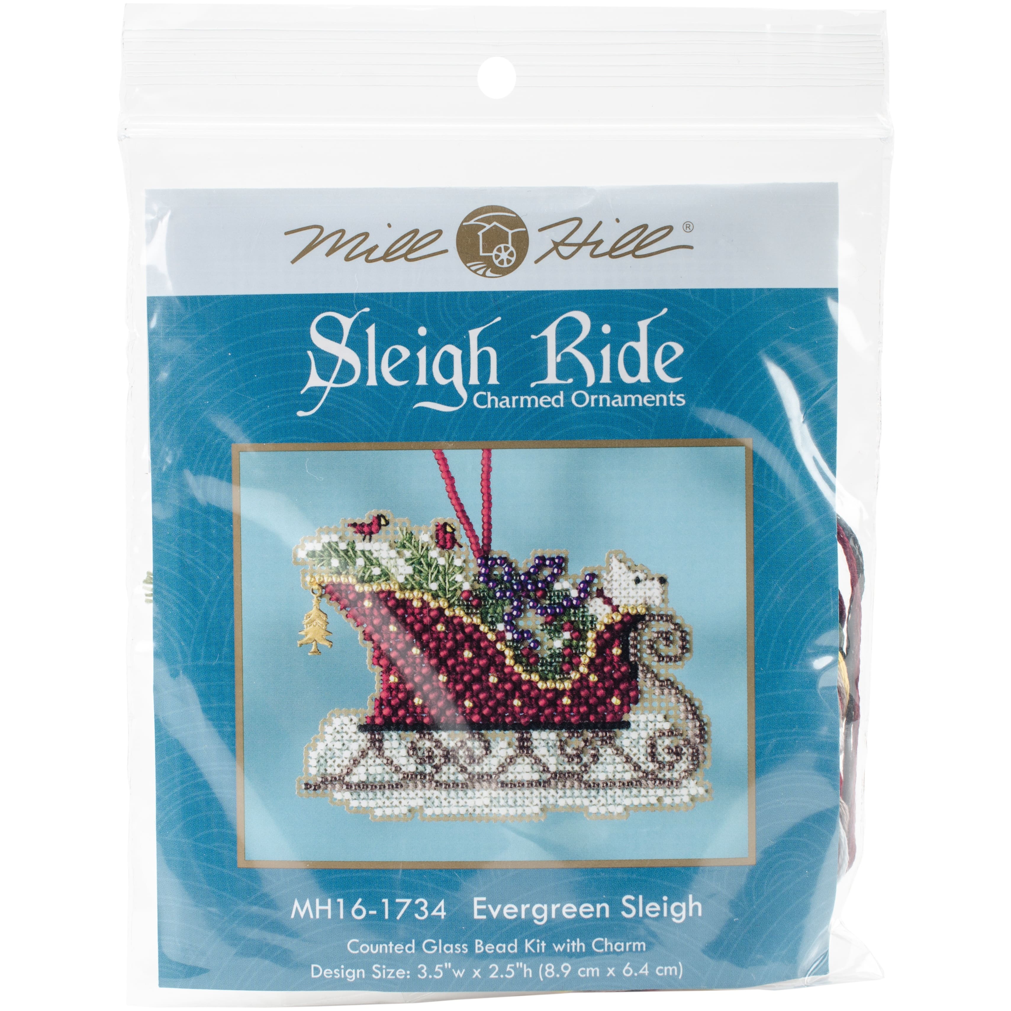 Mill Hill&#xAE; Sleigh Ride Evergreen Sleigh Ornament Counted Cross Stitch Kit