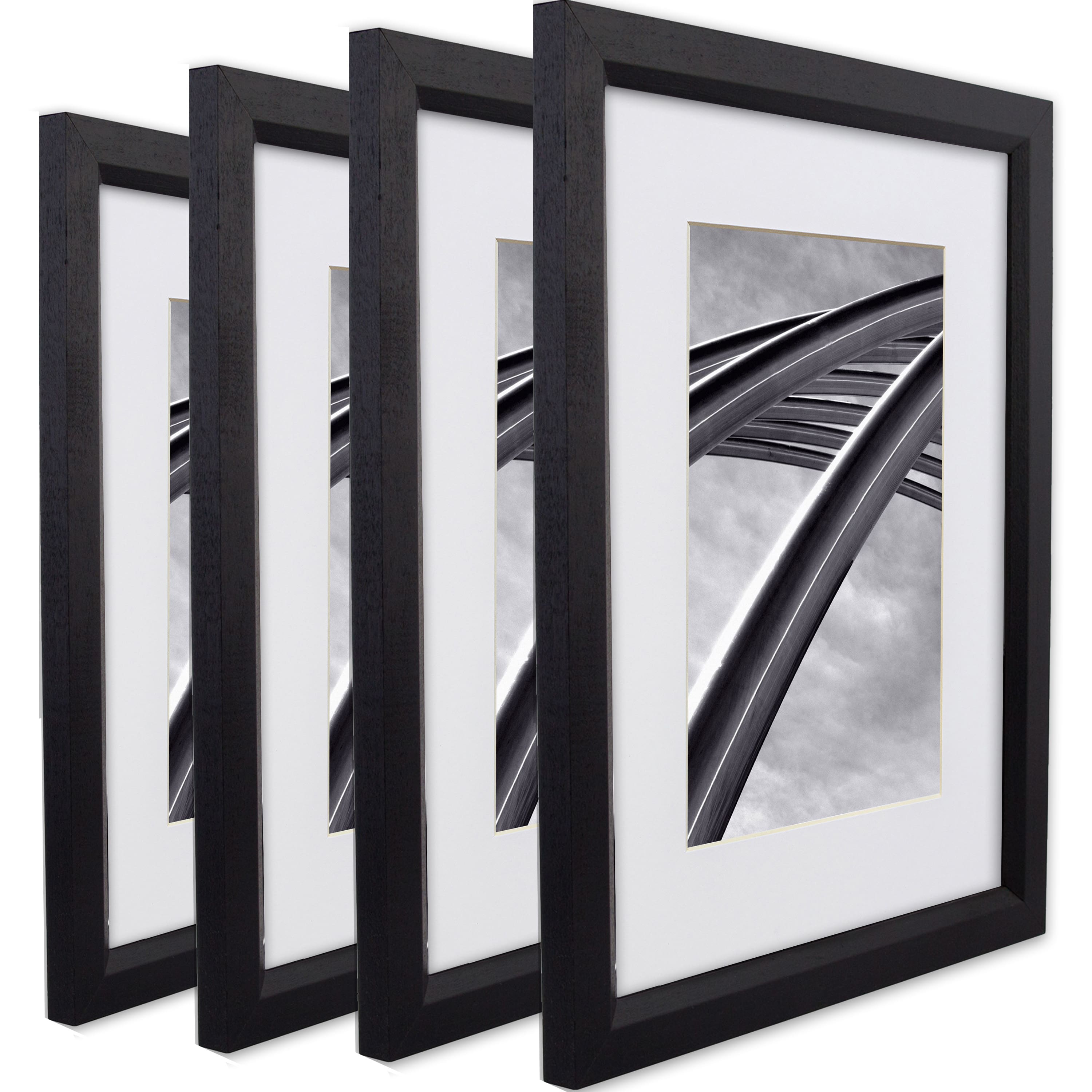 Craig Frames 4 Pack Economy Ebony Hardwood Picture Frame with Mat