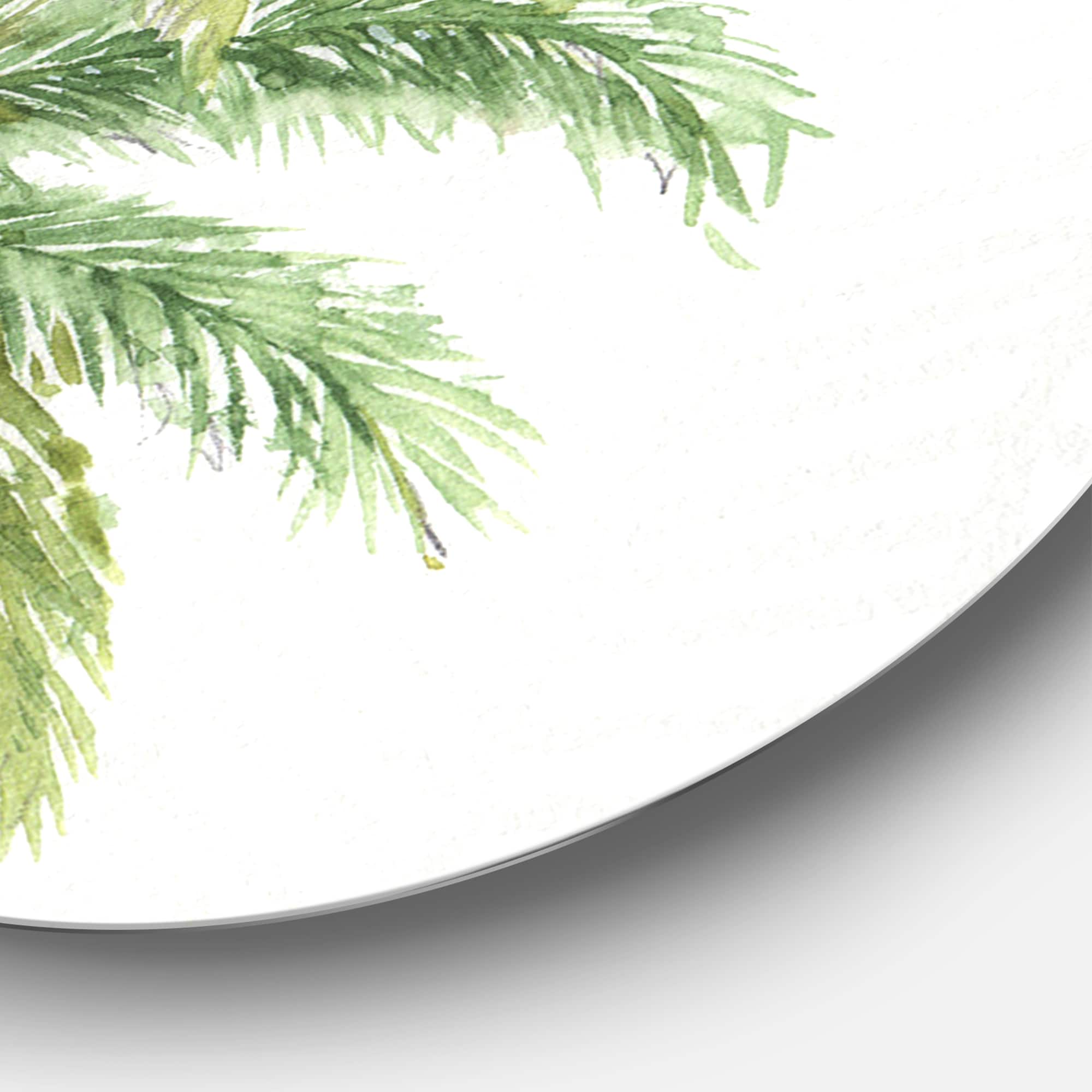 Designart - Mixed Botanical Greens palms IV - Farmhouse Metal Circle Wall Art