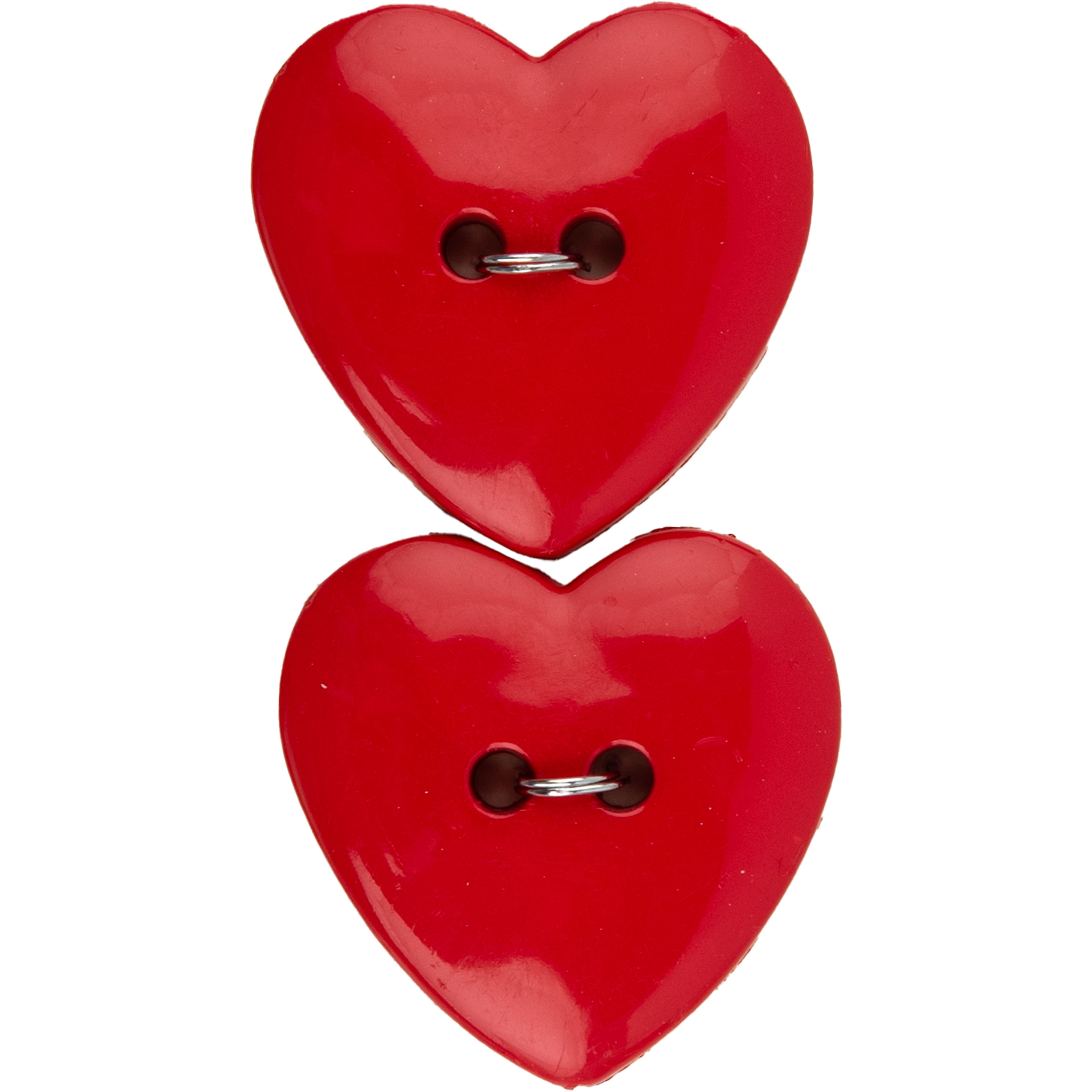 Flair Originals 1 1/4&#x22; Red Heart 2-Hole Buttons, 2ct.