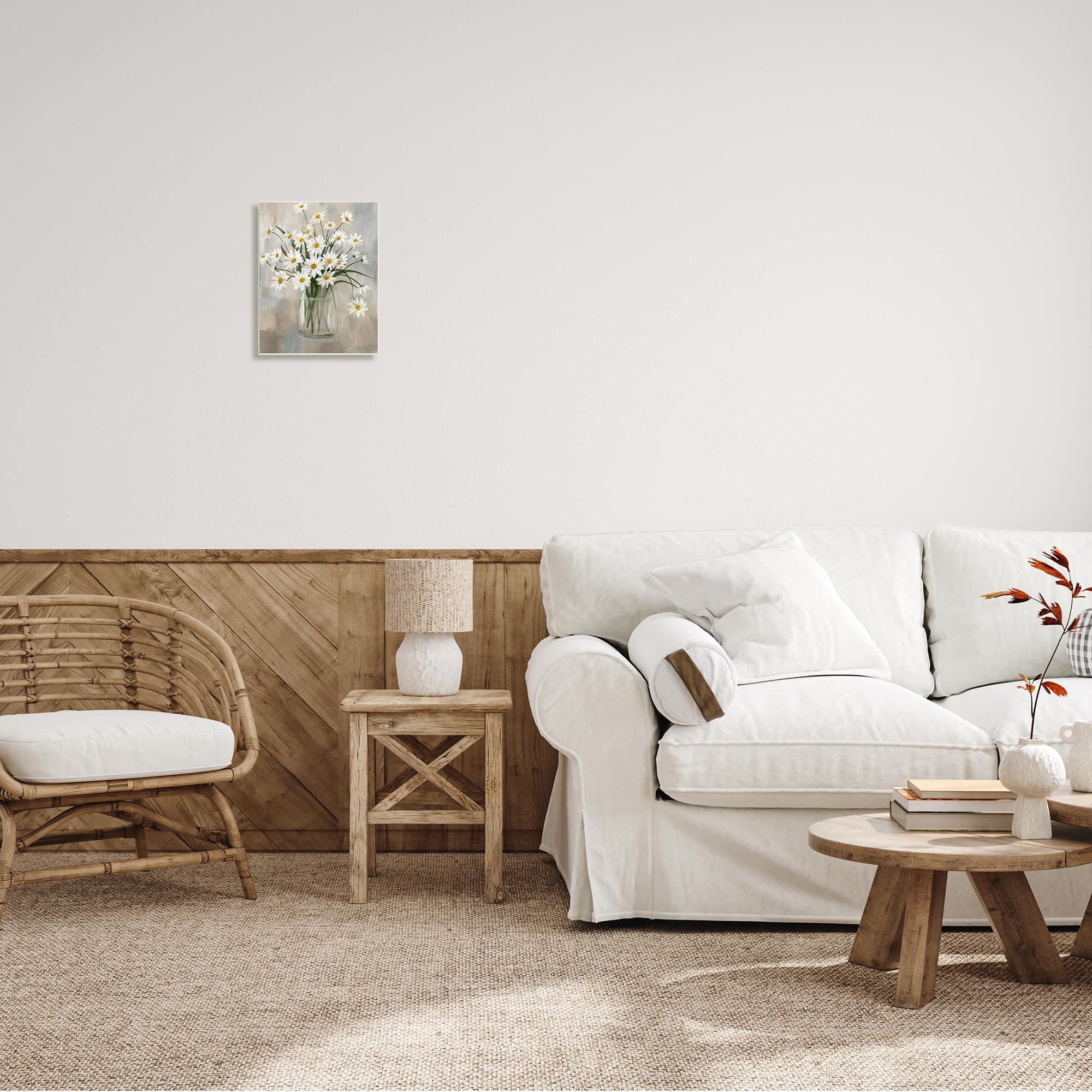 Stupell Industries Daisy Bloom Bouquet Potted Flowers Abstract Pattern Wood Wall Plaque