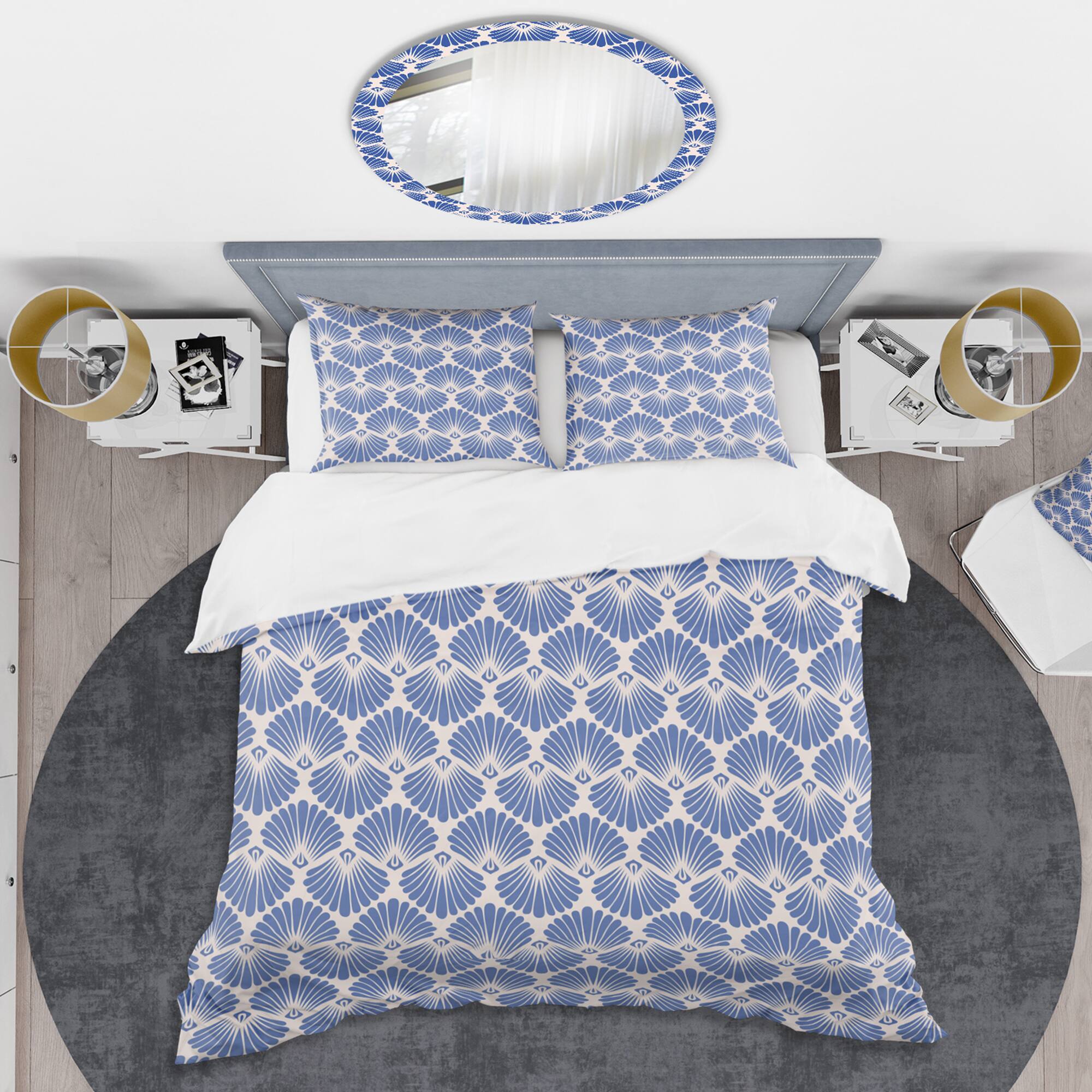 Designart &#x27;Retro Blue Waves&#x27; Mid-Century Duvet Cover Set