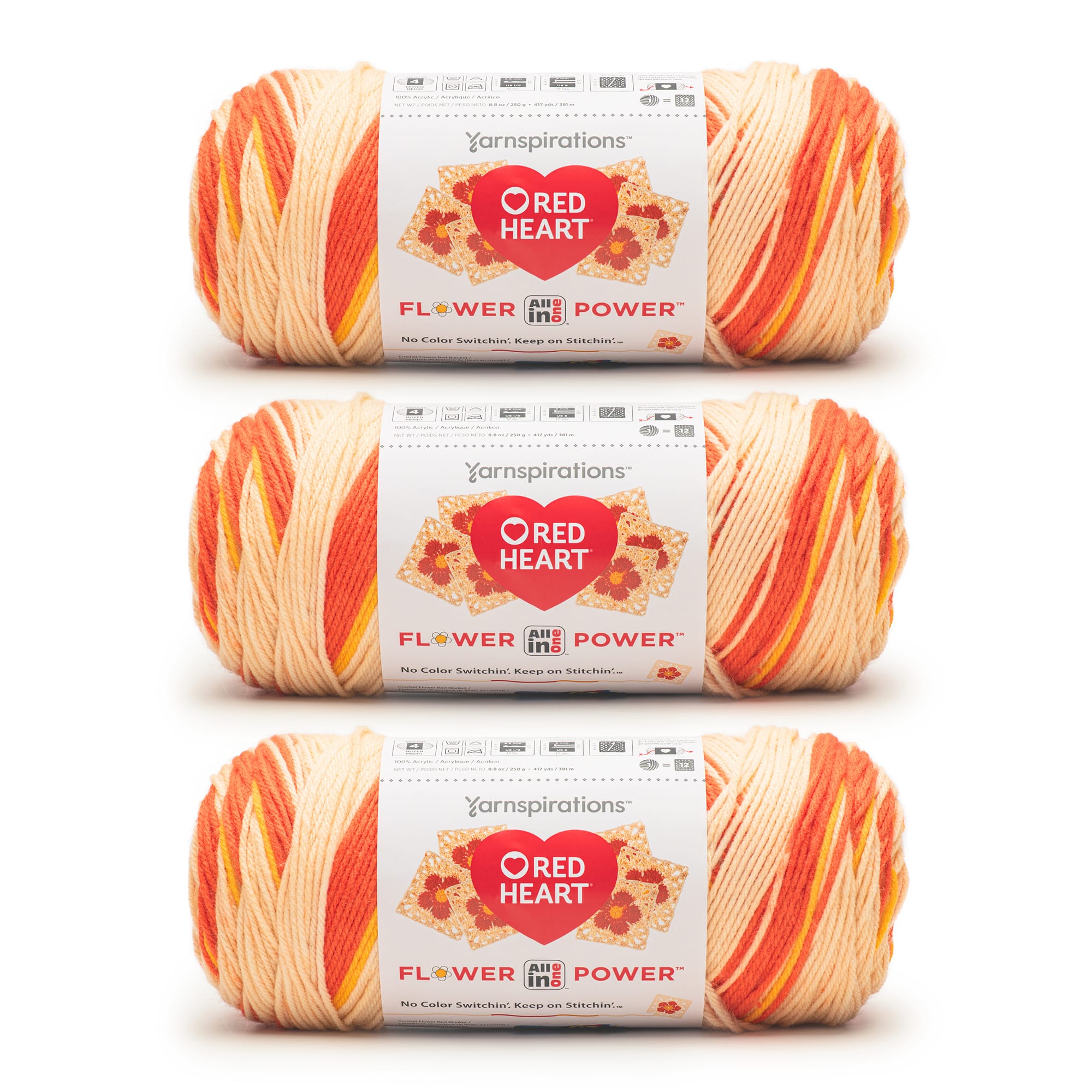 3 Pack Red Heart® All In One Flower Power™ Yarn
